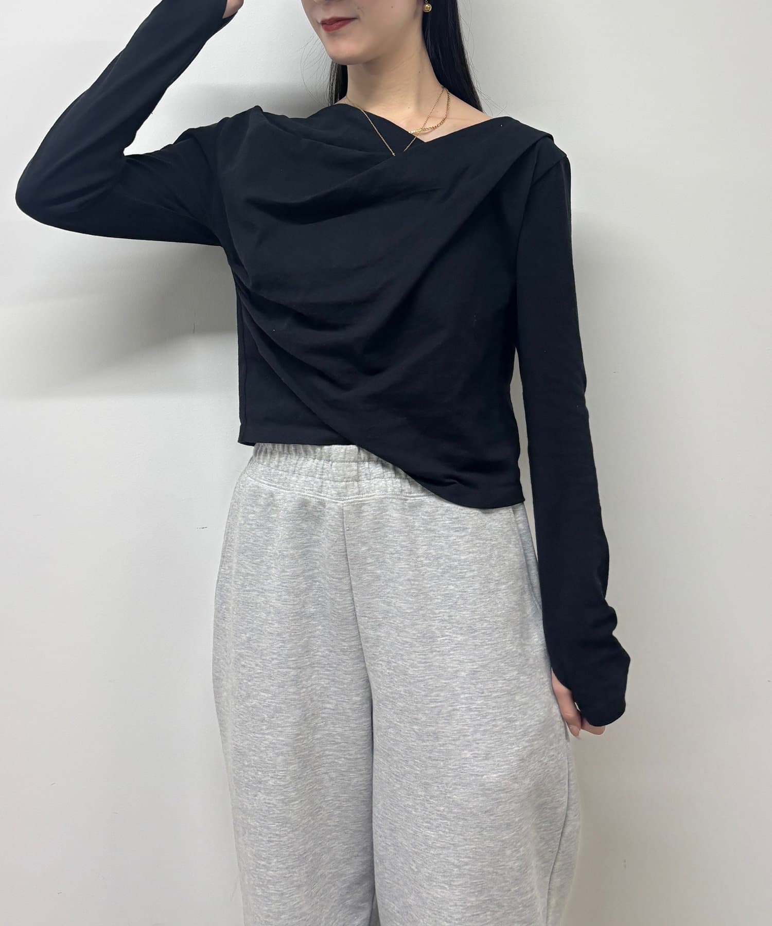 -goocy-(グーシー) ドレープオフショルTシャツ