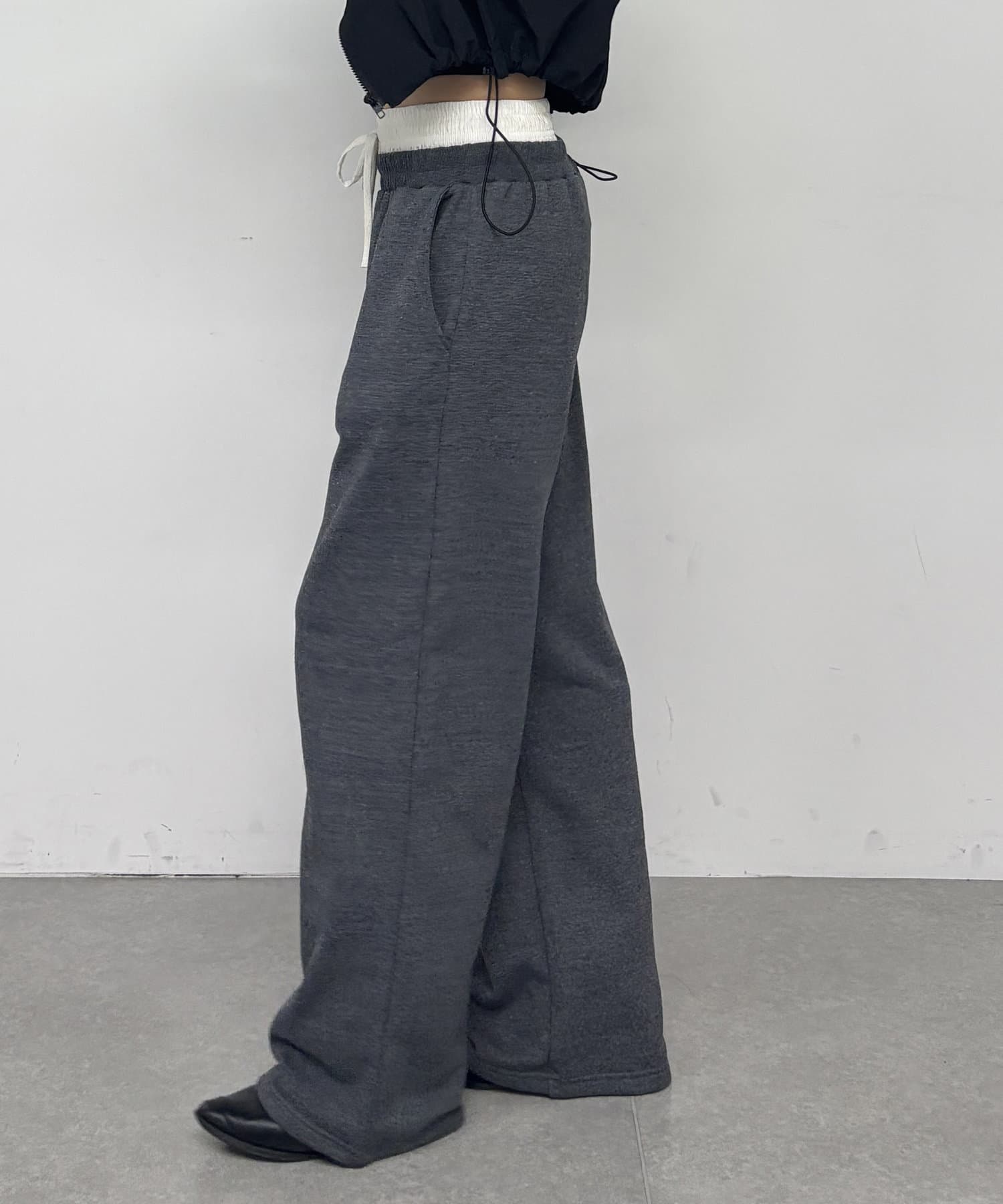 -goocy-(グーシー) 裏毛ダブルウエストワイドパンツ
