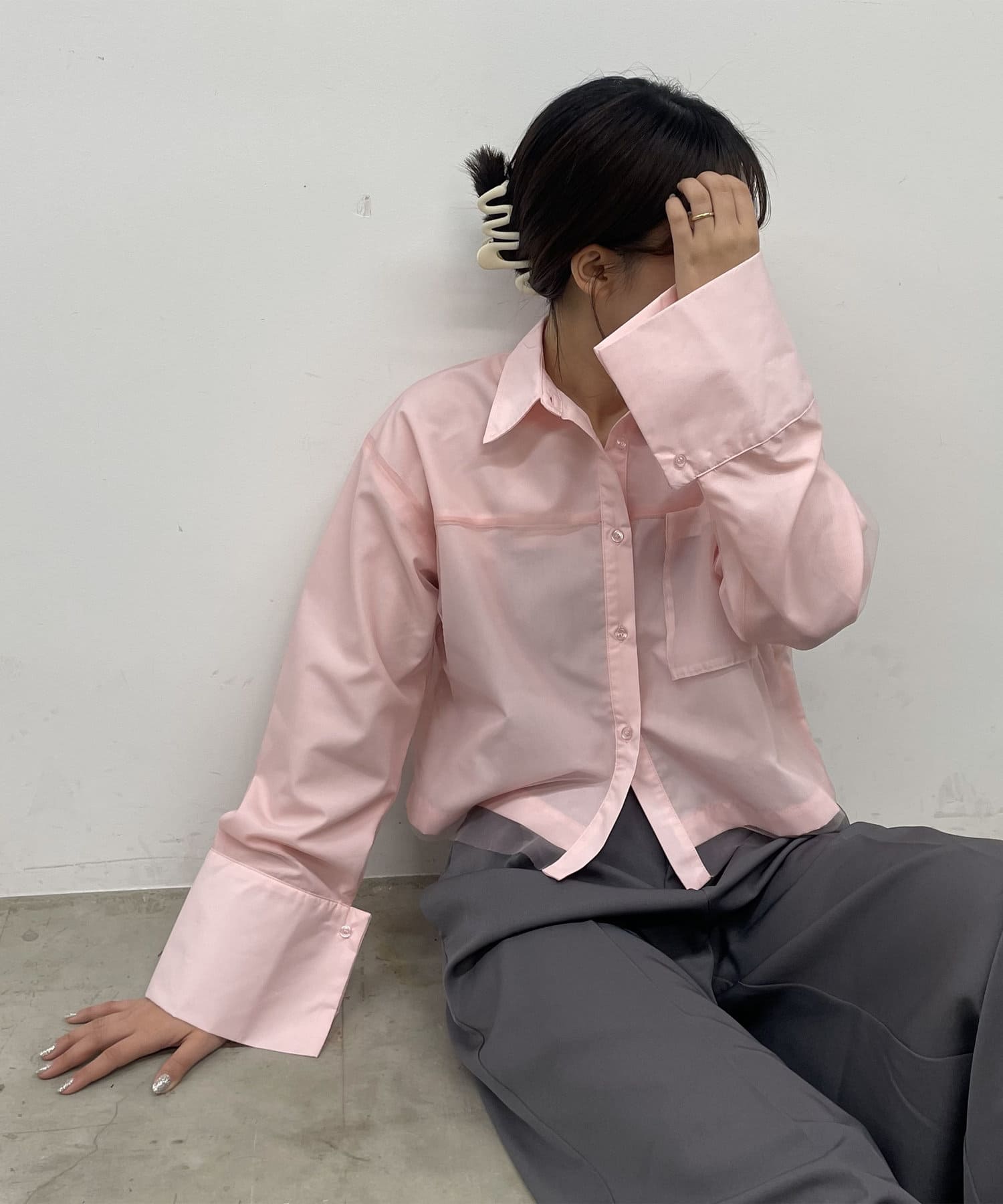 -goocy-(グーシー) チュール被せショートシャツ