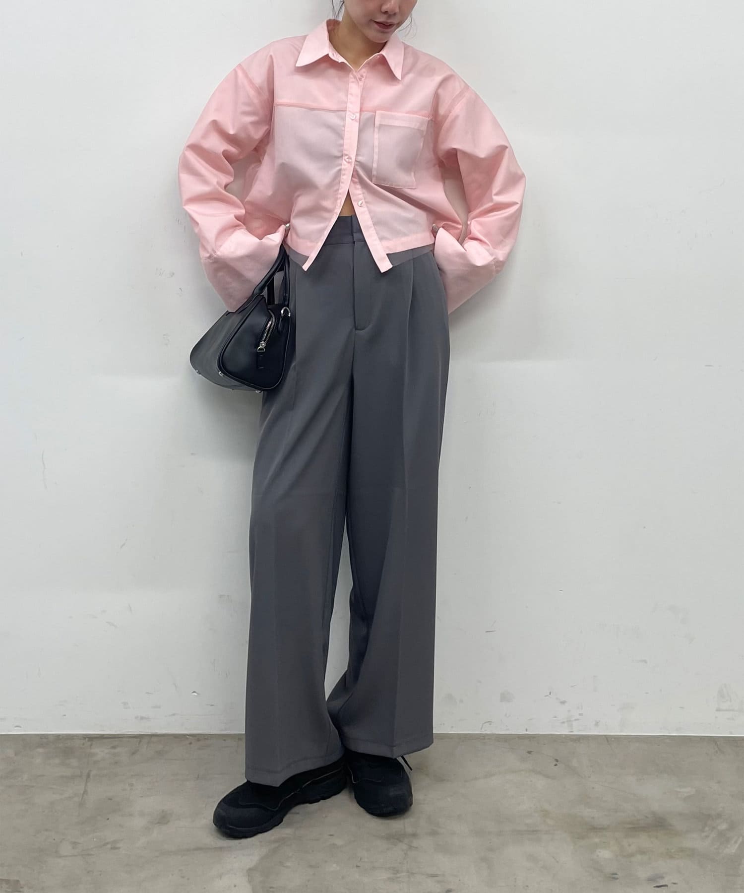 -goocy-(グーシー) チュール被せショートシャツ