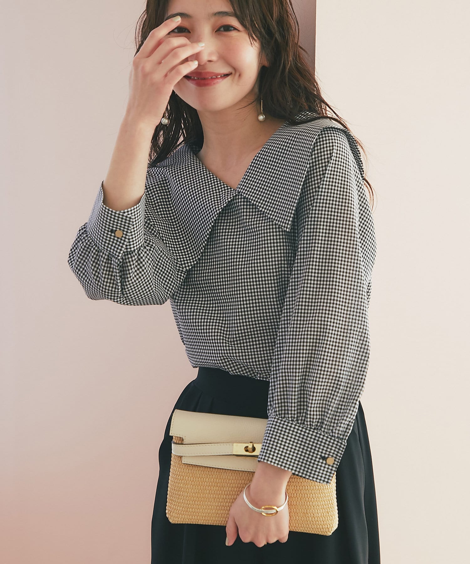 La boutique BonBon(ラブティックボンボン) 【大人っぽビックカラー】アシメビッグカラーブラウス