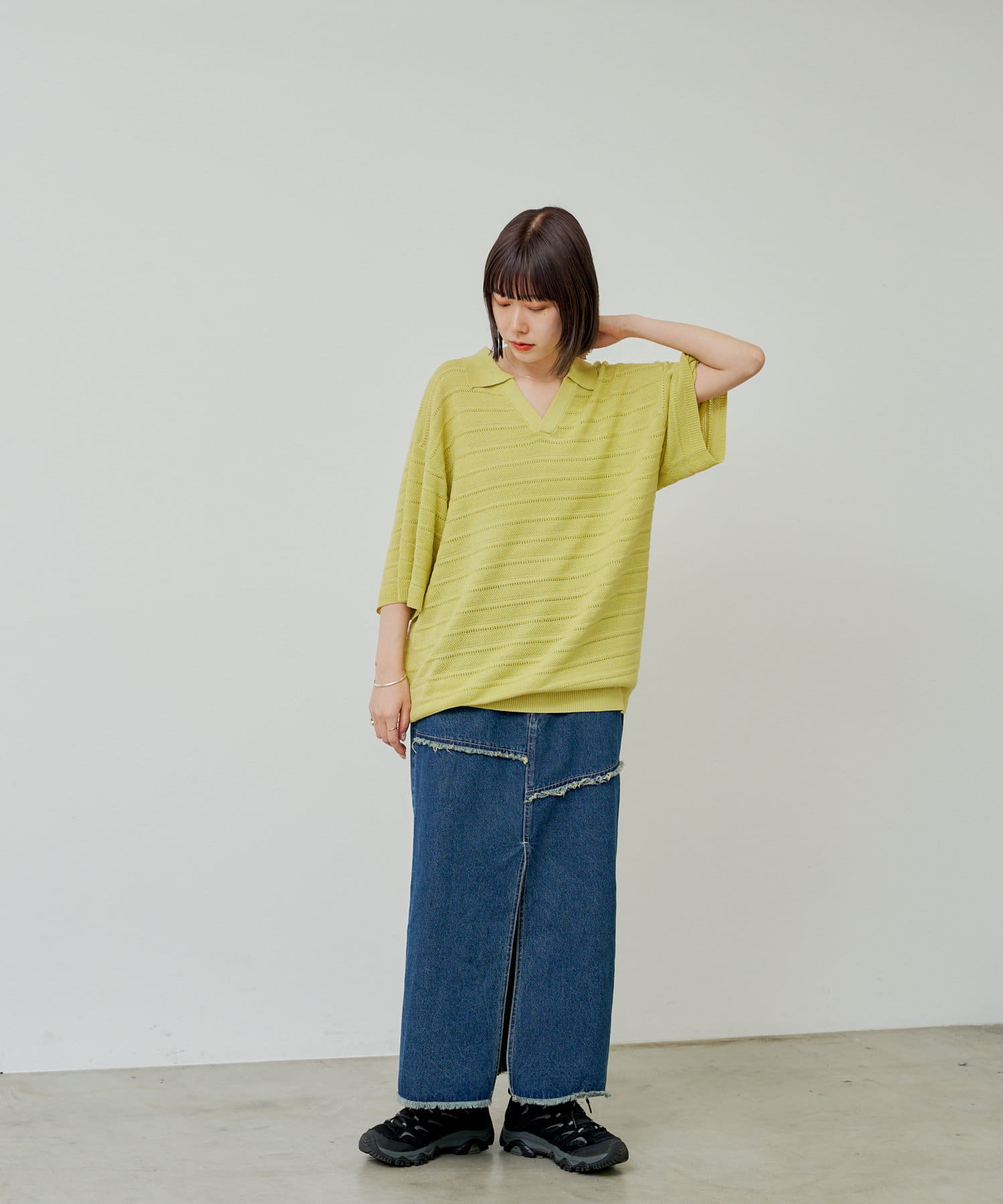 Kastane】【WHIMSIC】スキッパーネックジャガードニットプル
