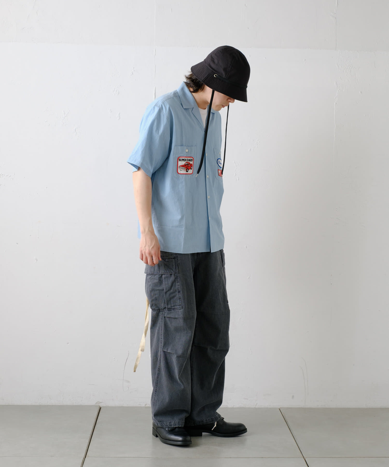 OUTLET(アウトレット) 【Kastane】【WHIMSIC】ワッペン付きオープンカラーシャツ