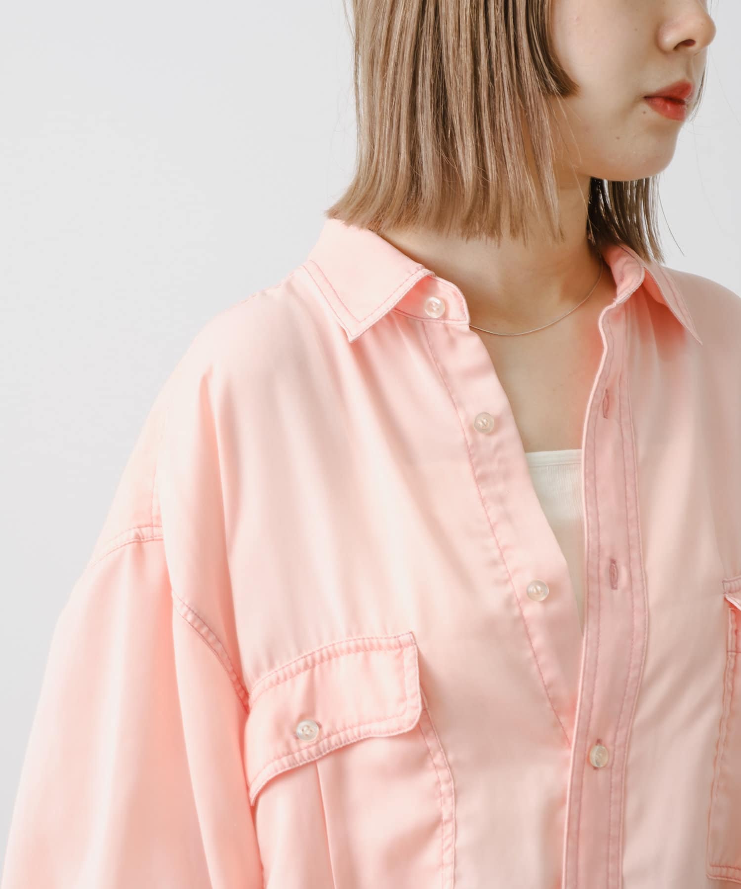 OUTLET(アウトレット) 【Kastane】【WHMSIC】オーバーダイサテンシャツ