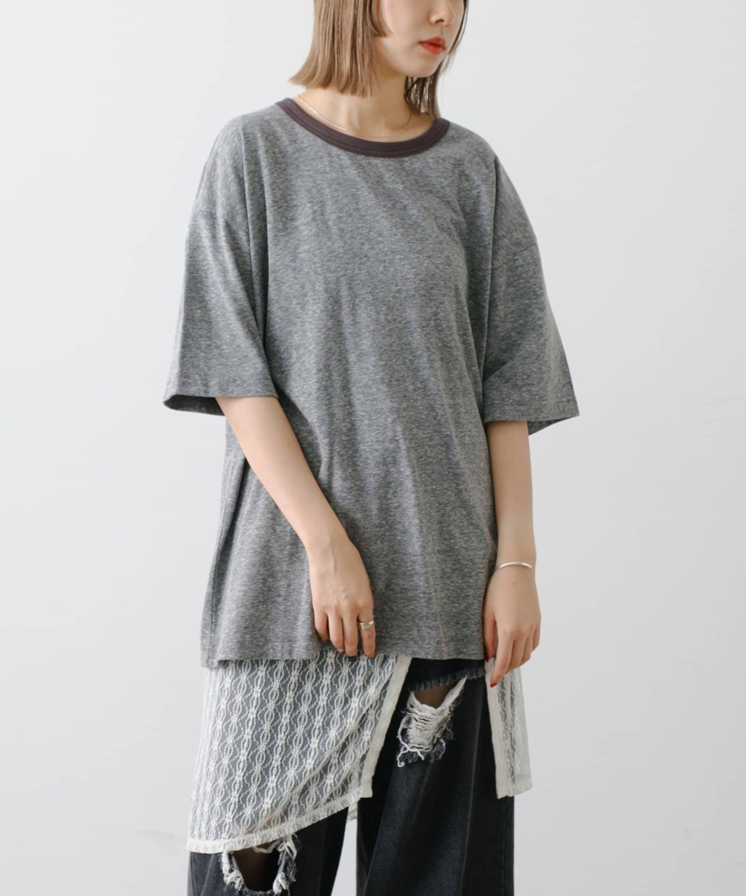 OUTLET(アウトレット) レディース 【Kastane】【WHIMSIC】スラブネップショートスリーブTシャツ グレー