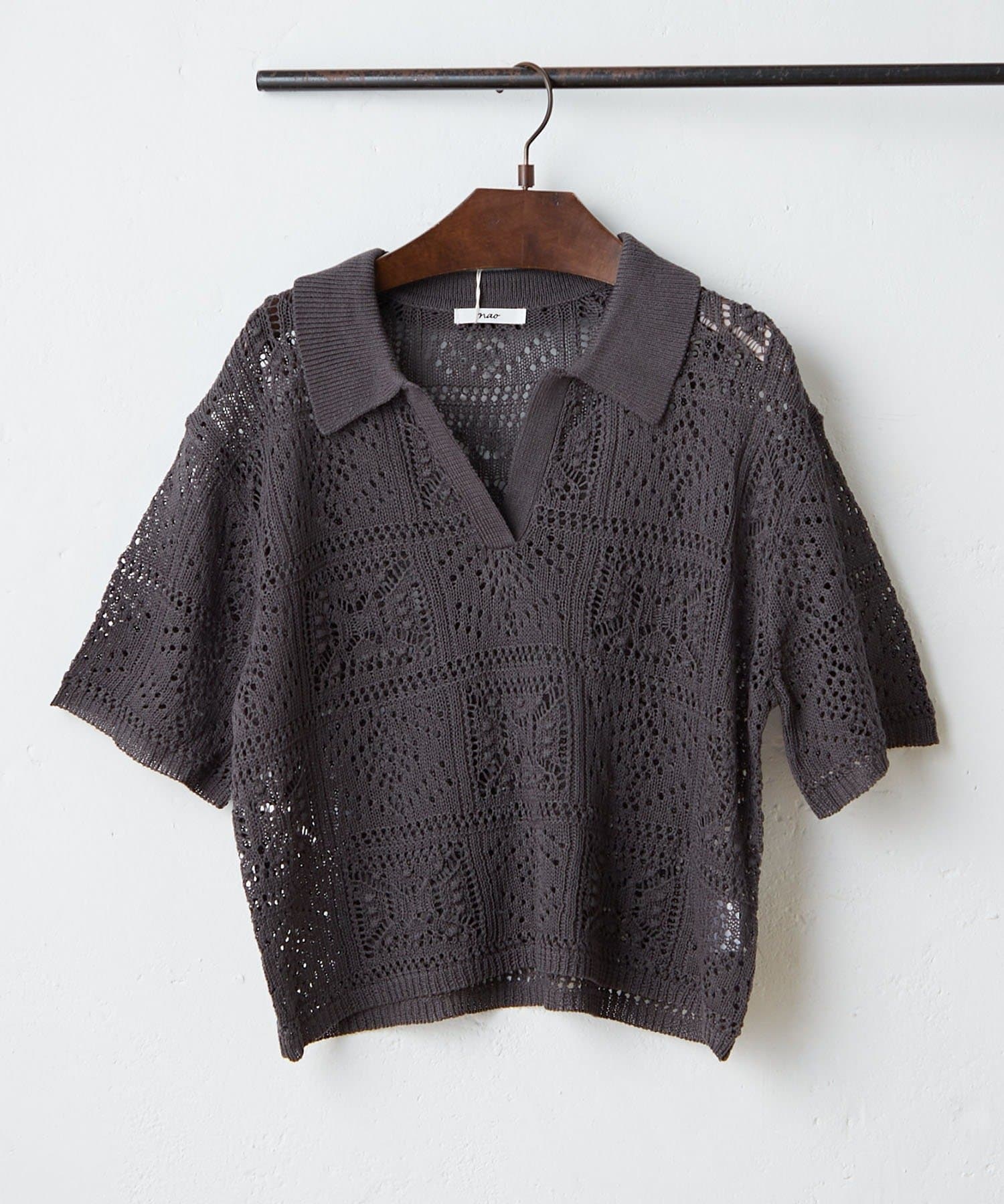 NICE CLAUP / OLIVE des OLIVE OUTLET(ナイスクラップ  / オリーブ デ オリーブ アウトレット) 【NAO】麻タッチかぎ針風スキッパー