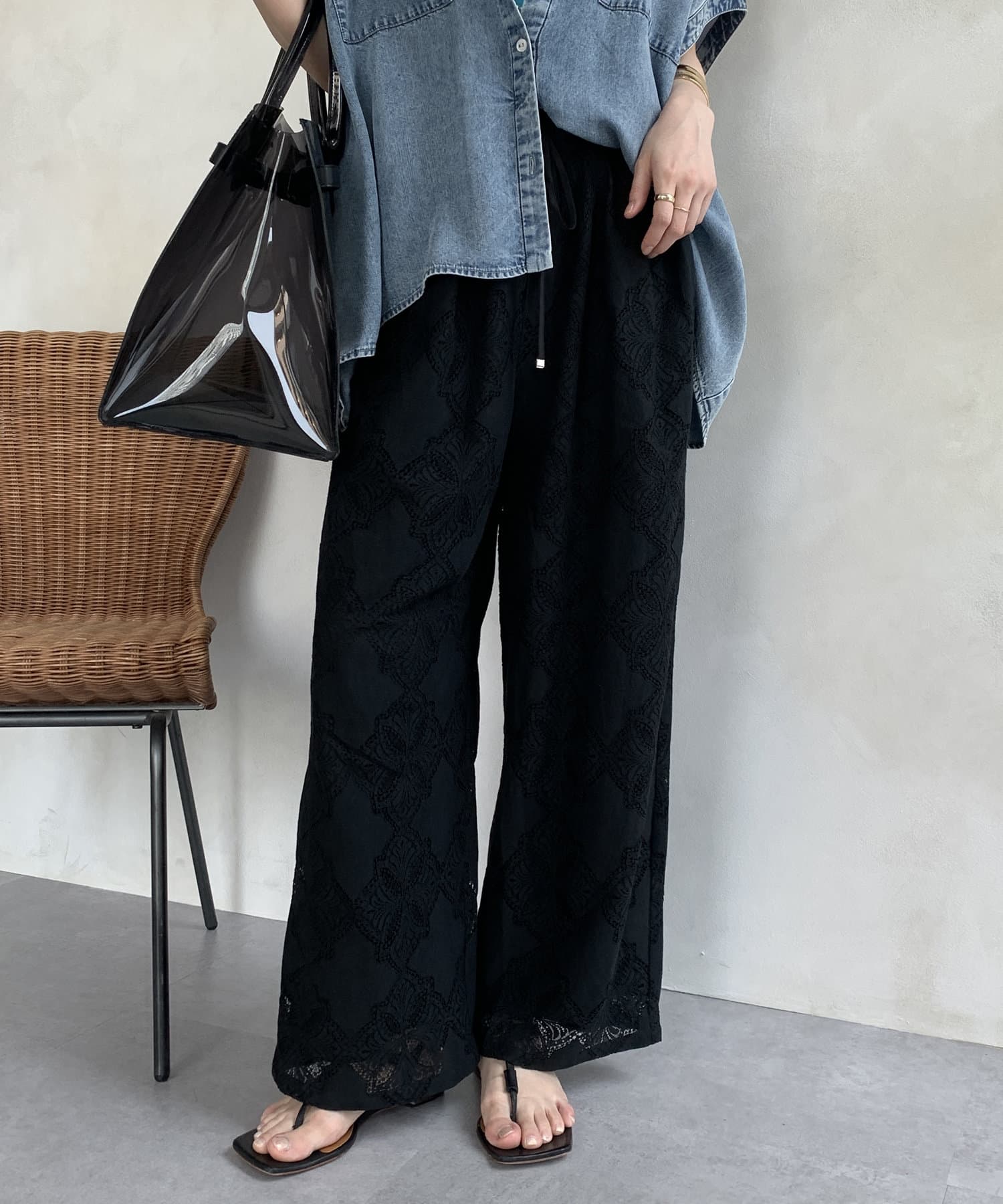 DOUDOU(ドゥドゥ) 【WEB限定】レースイージーパンツ