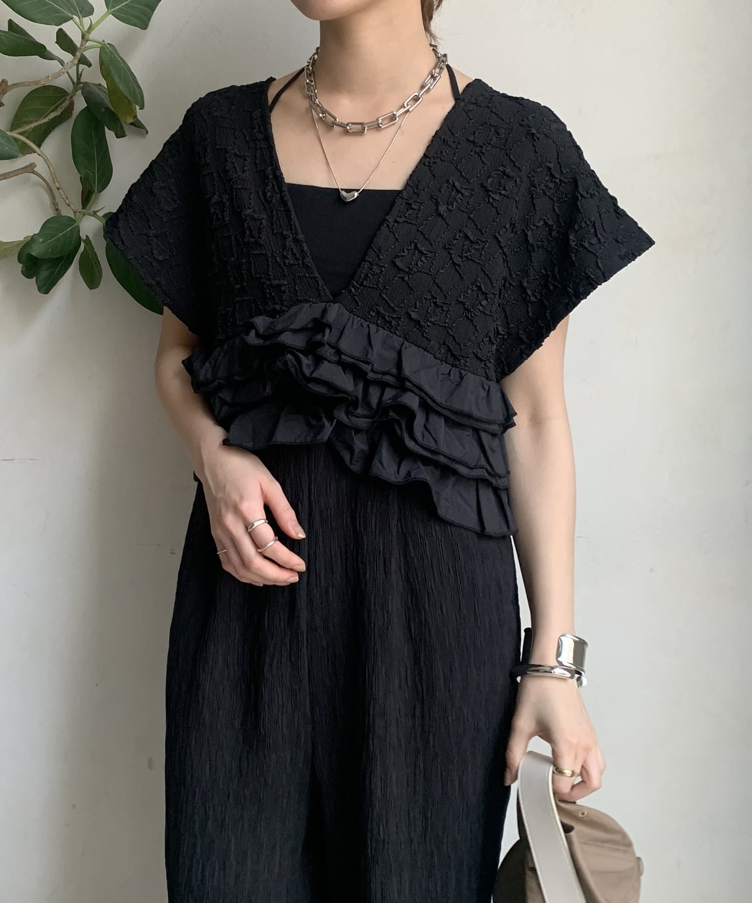 DOUDOU(ドゥドゥ) 【WEB限定】異素材コンビネゾン