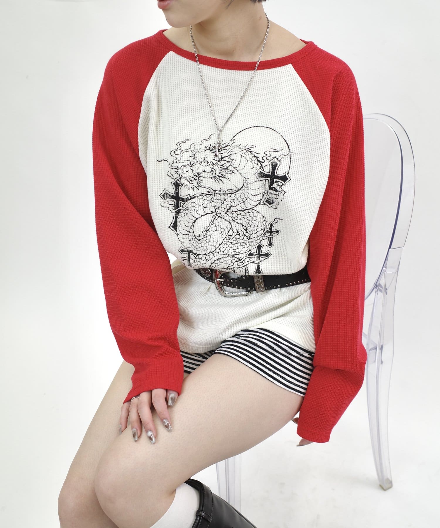 OUTLET(アウトレット) 【WHO'S WHO gallery】ドラゴンワッフルトップス