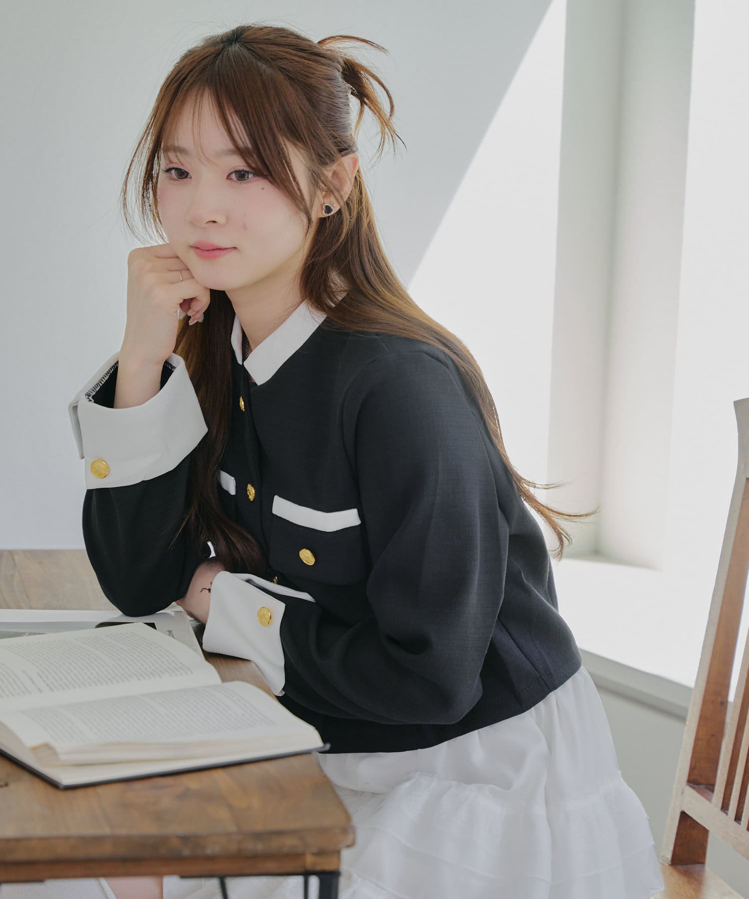 NICE CLAUP / OLIVE des OLIVE OUTLET(ナイスクラップ  / オリーブ デ オリーブ アウトレット) 【@re._mi23セレクト/Web限定】配色ツイードジャケット