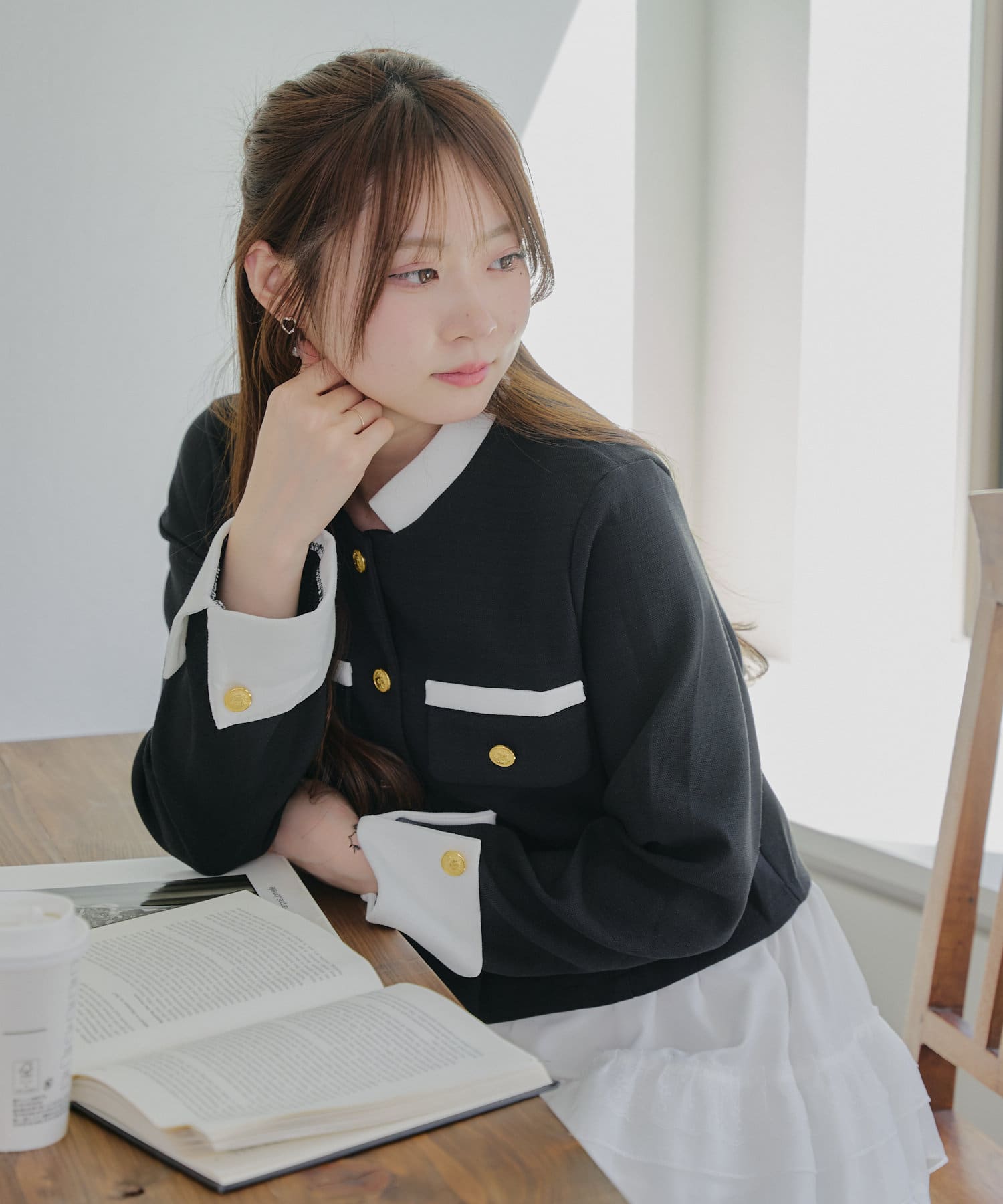 NICE CLAUP / OLIVE des OLIVE OUTLET(ナイスクラップ  / オリーブ デ オリーブ アウトレット) 【@re._mi23セレクト/Web限定】配色ツイードジャケット