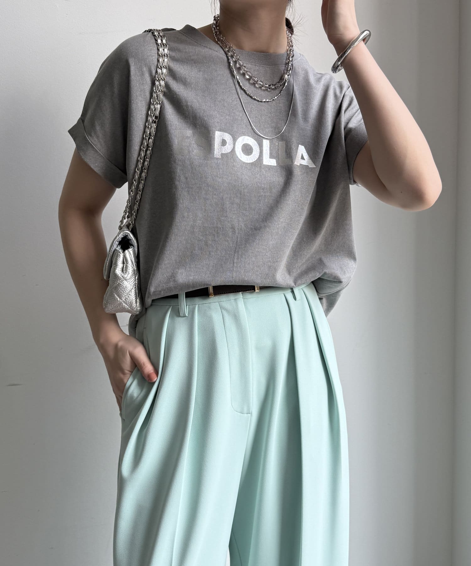 DOUDOU(ドゥドゥ) 【WEB限定】 箔プリントロールアップTEE