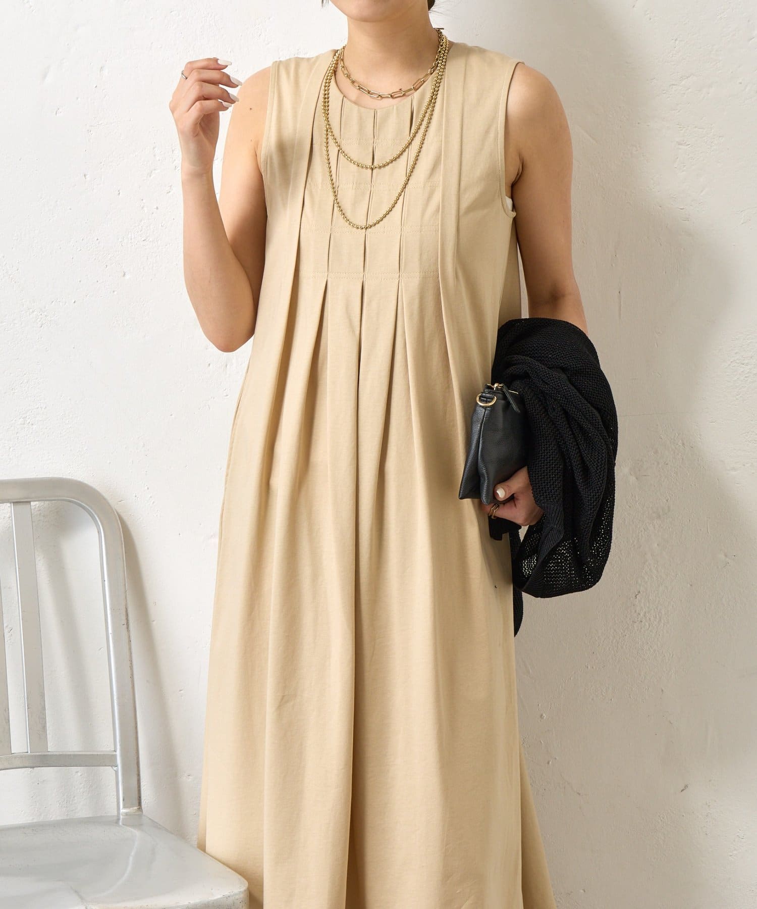 Jena　espace merveilleux(ジェナ　エスパスメルヴェイユ) 【美シルエット】フロントタックワンピース