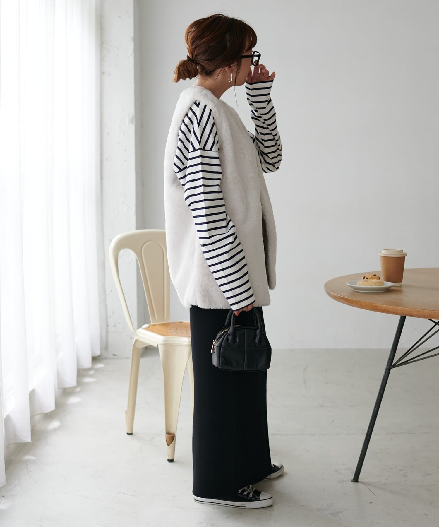 DISCOAT(ディスコート) 【WEB限定】フェイクファーロングベスト