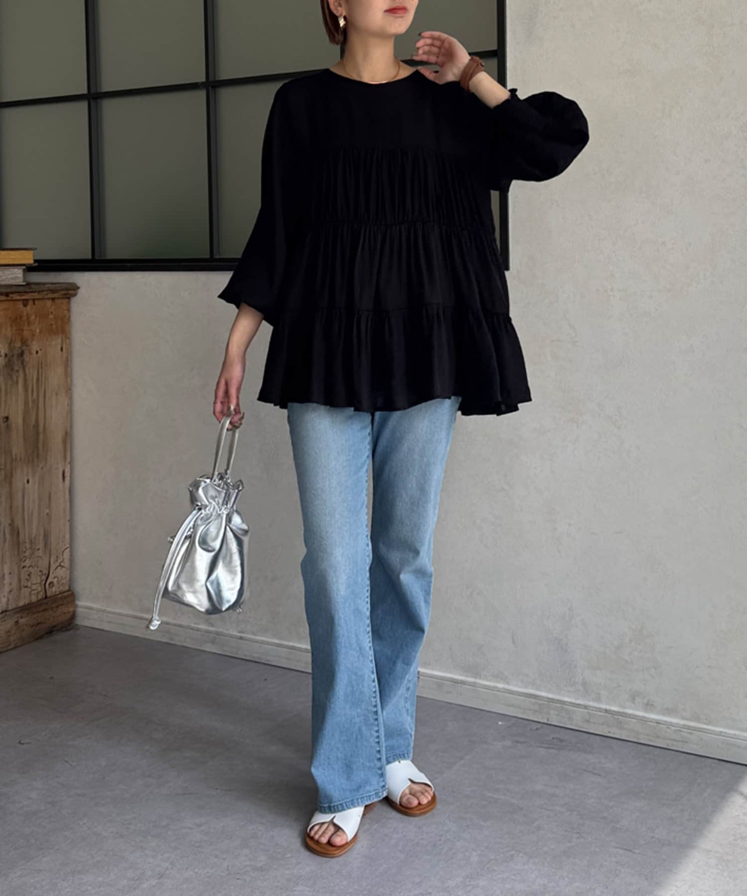 Chez toi(シェトワ) 【ITAMI企画】3WAYティアードチュニックブラウス