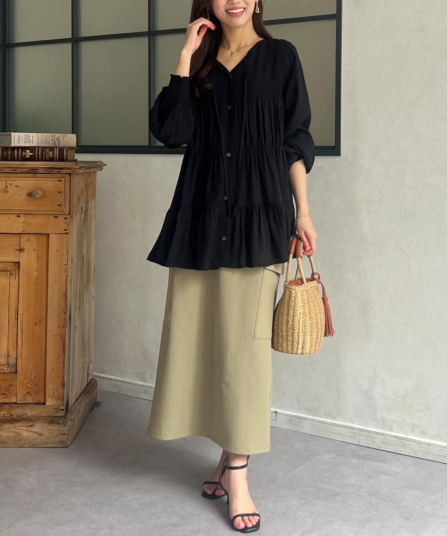 Chez toi(シェトワ) 【ITAMI企画】3WAYティアードチュニックブラウス