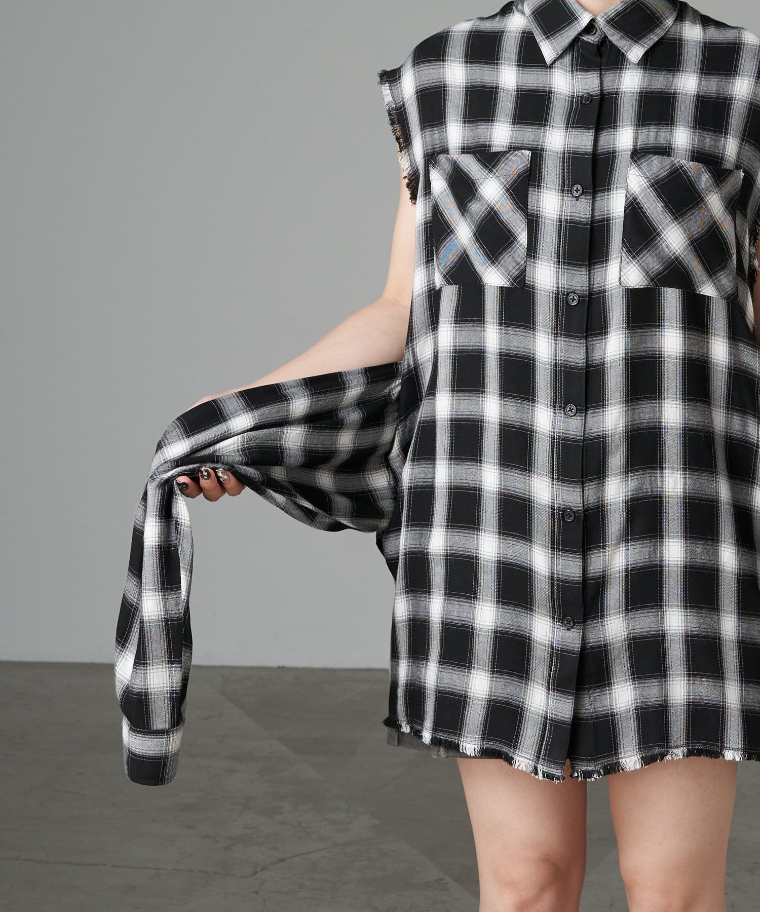 OUTLET(アウトレット) 【RAY CASSIN】ノースリチェックリメイクチュニック