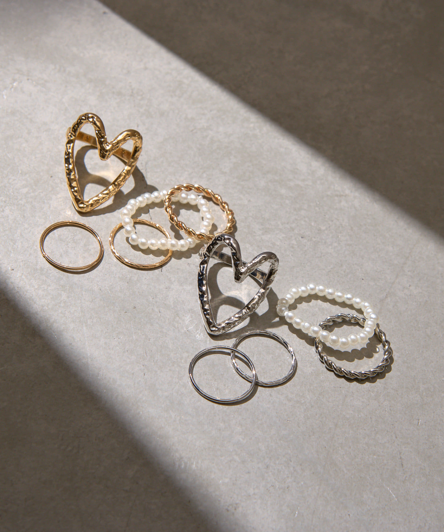 Lattice(ラティス) パールハートリングセット(5P)