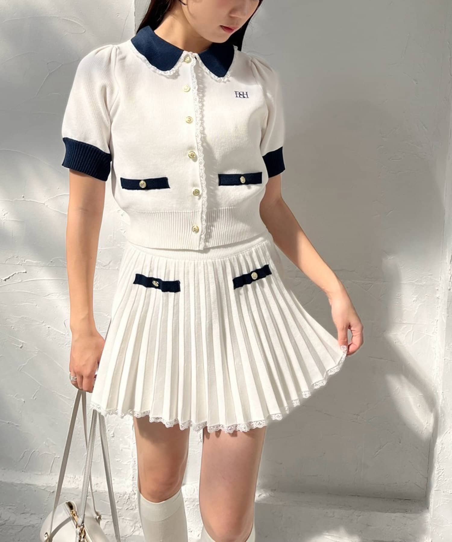 ポロ襟半袖ニットセットアップ | one after another NICE CLAUP ポロ襟半袖ニットセットアップ | one after another NICE CLAUP