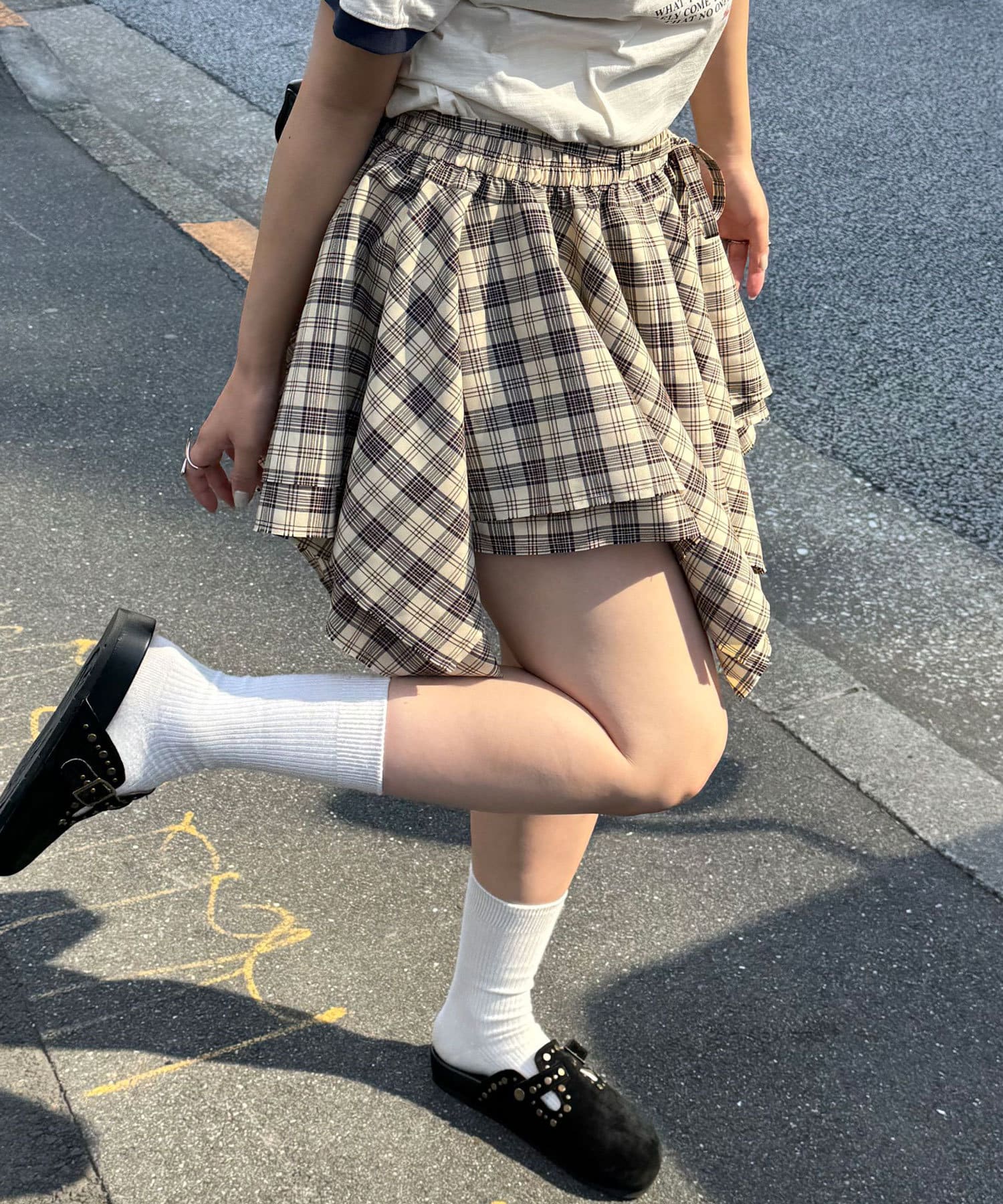 CIAOPANIC(チャオパニック) チェックイレヘムミニスカート