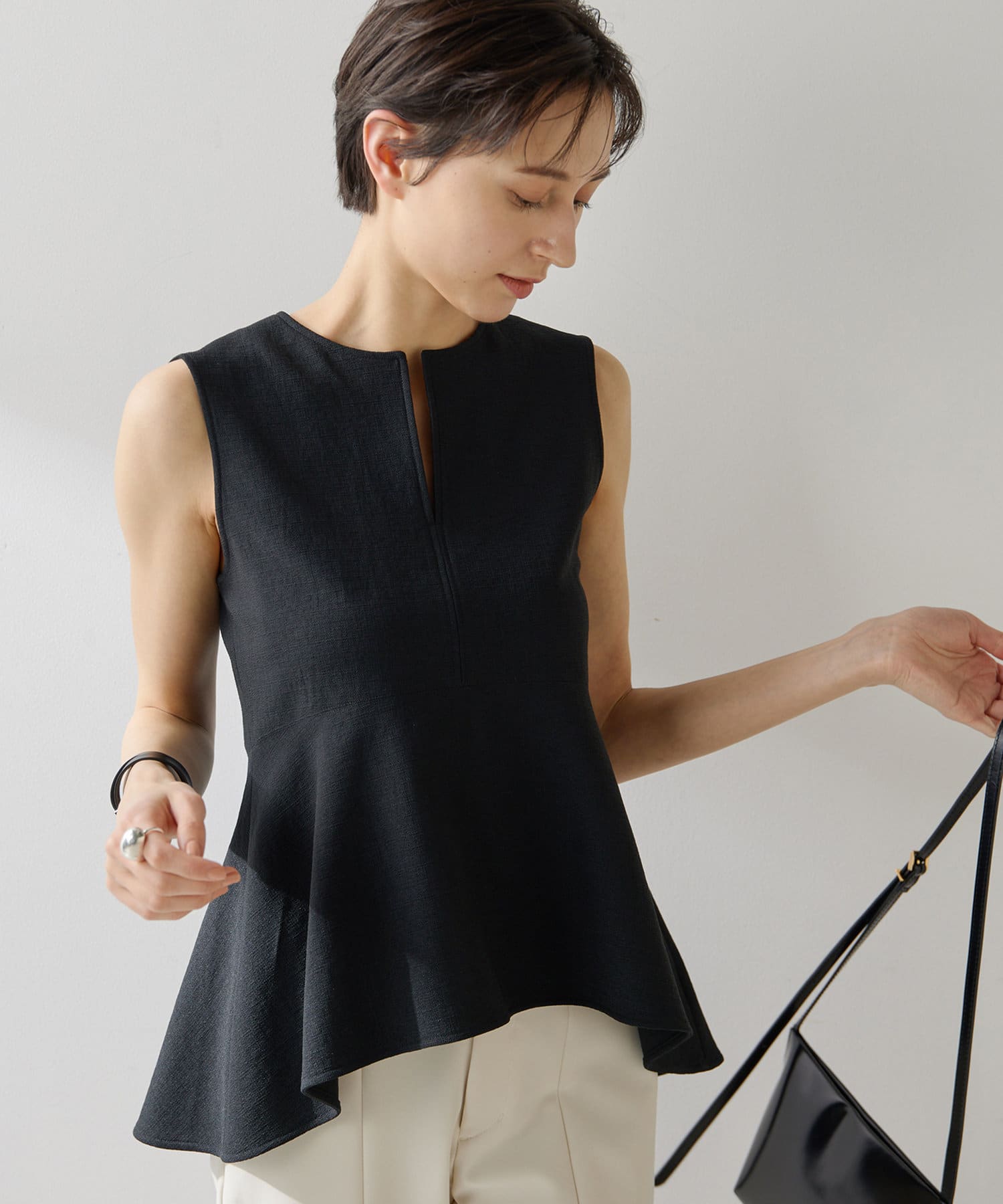 激安超特価 最大80%オフ  ストレッチブッチャーペプラムブラウス | Whim Gazette(ウィム トップス