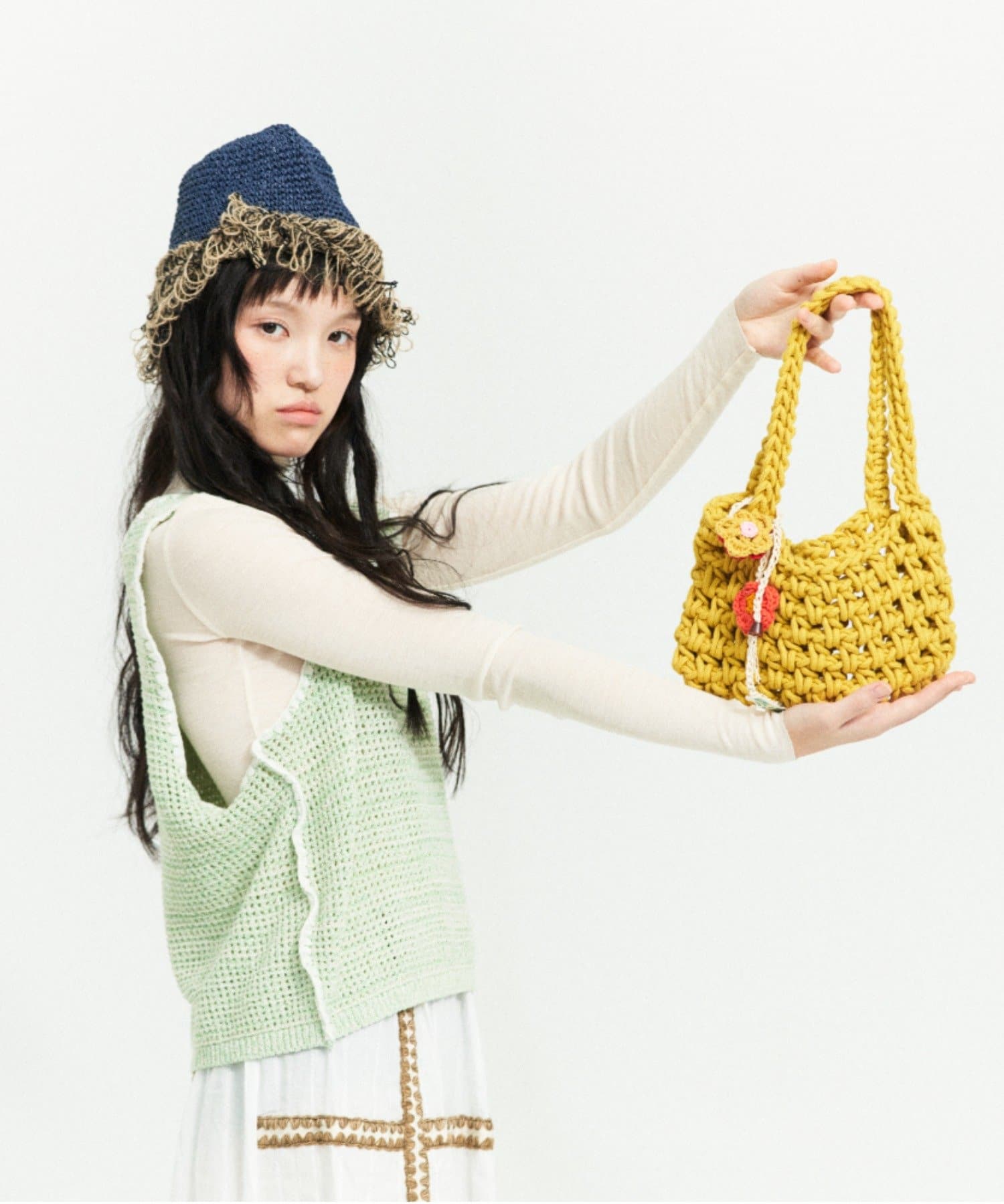 ear PAPILLONNER(イア パピヨネ) レディース 【MISU A BARBE(ミスアバルブ）】NET BAG SQUARE/ミニバッグ イエロー