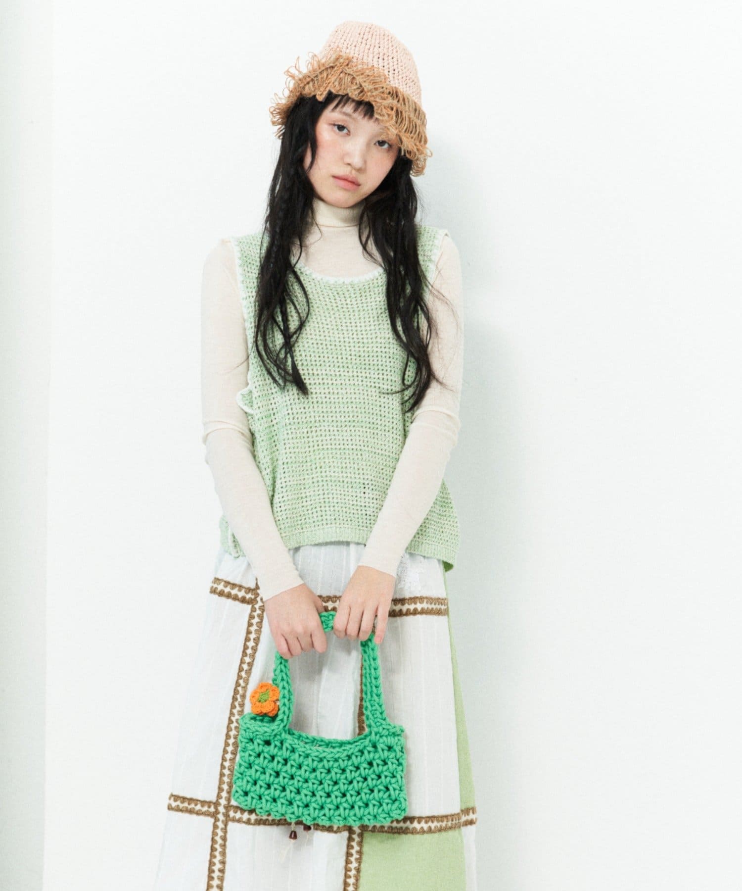 ear PAPILLONNER(イア パピヨネ) 【MISU A BARBE(ミスアバルブ）】NET BAG SQUARE/ミニバッグ