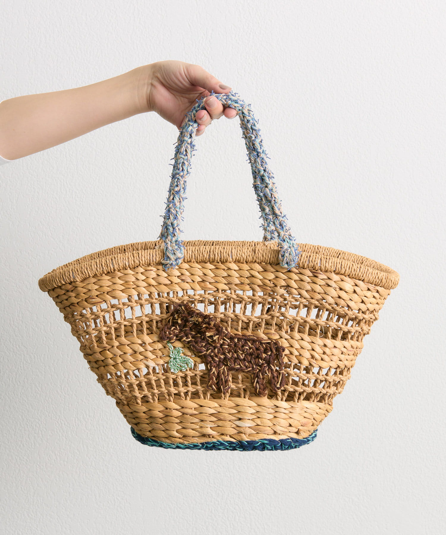 MISU A BARBE(ミスアバルブ)】HORSE STRAW BAG/馬柄かごバッグ MISU A BARBE(ミスアバルブ)】HORSE STRAW BAG/馬柄かごバッグ