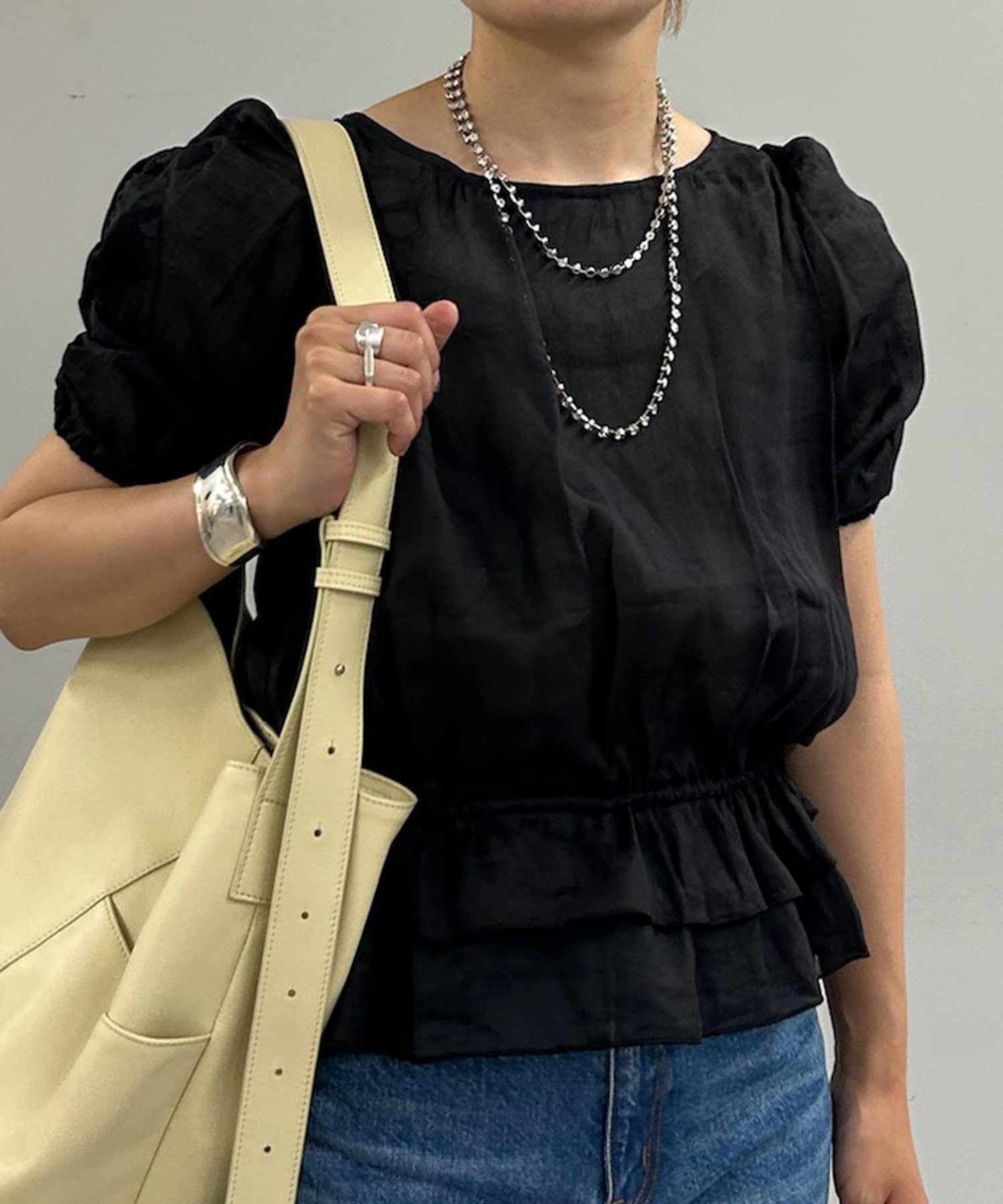 OUTLET(アウトレット) 【SHENERY】シアーリネンギャザーブラウス