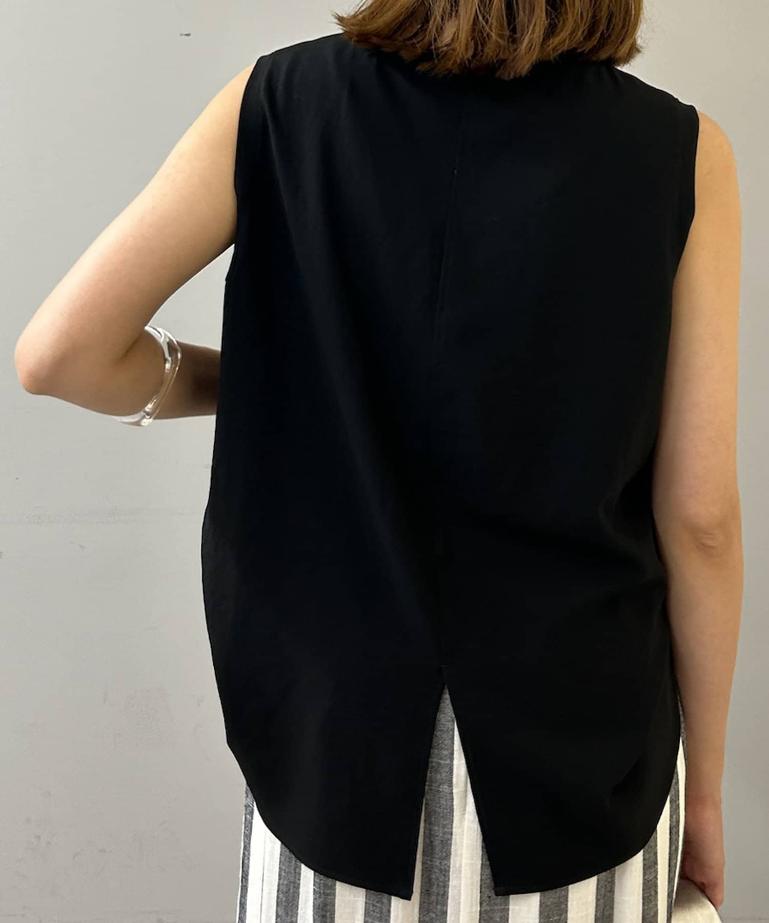 OUTLET(アウトレット) 【SHENERY】ストレッチシフォンノースリーブブラウス