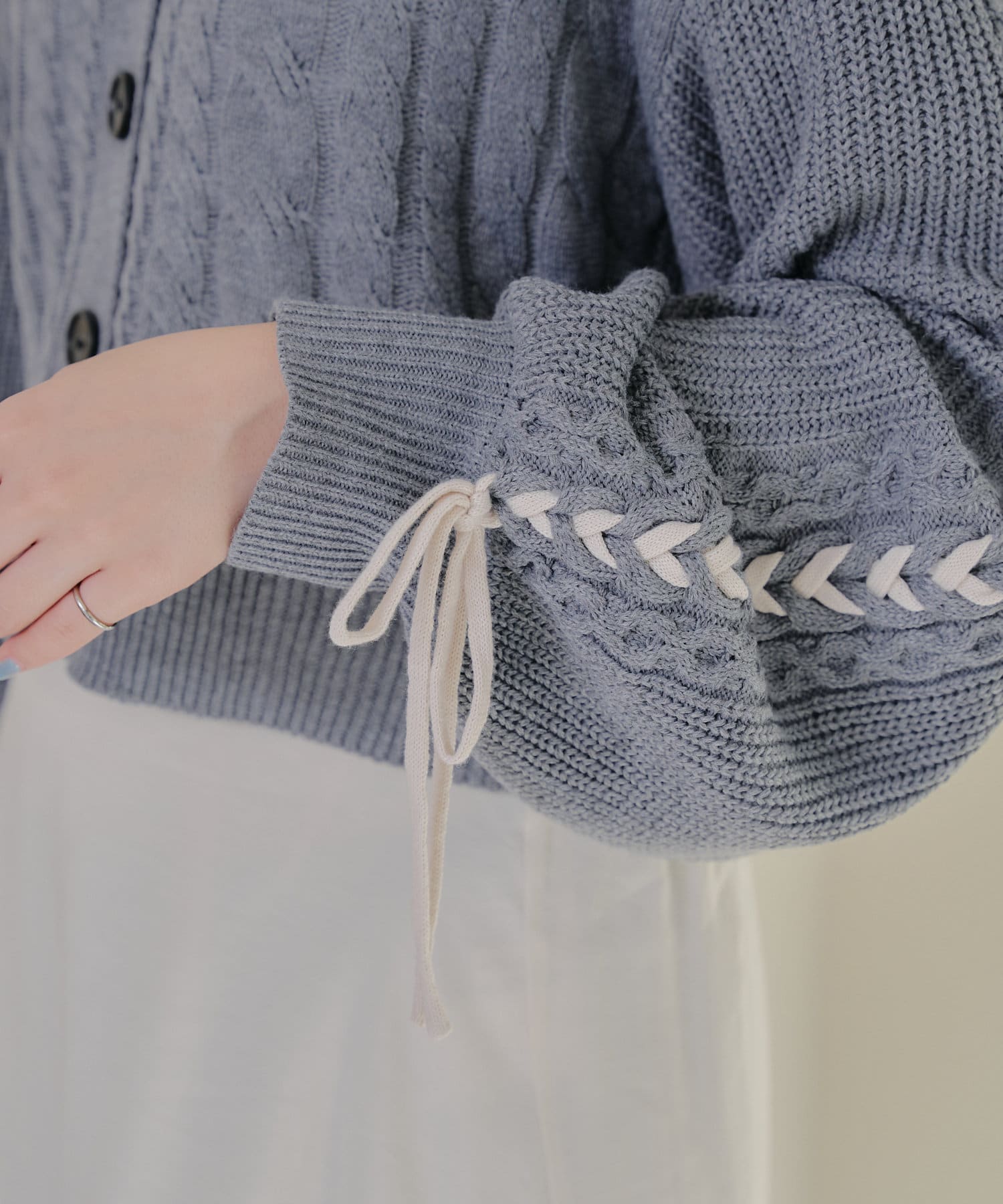 Remind me and forever(リマインドミーアンドフォーエバー) 袖リボンMIX糸カーデ