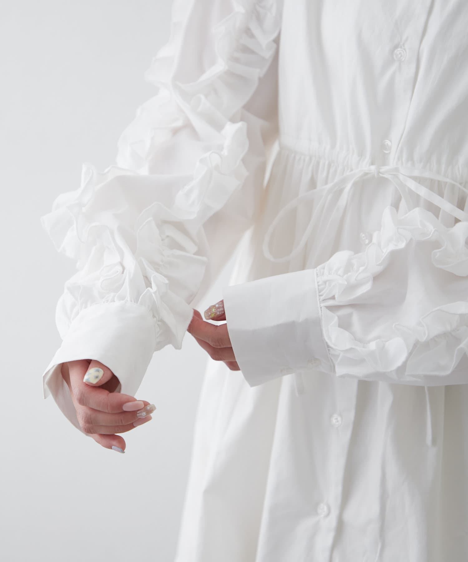 mline(エムライン) [mline]袖フリルシャツワンピース