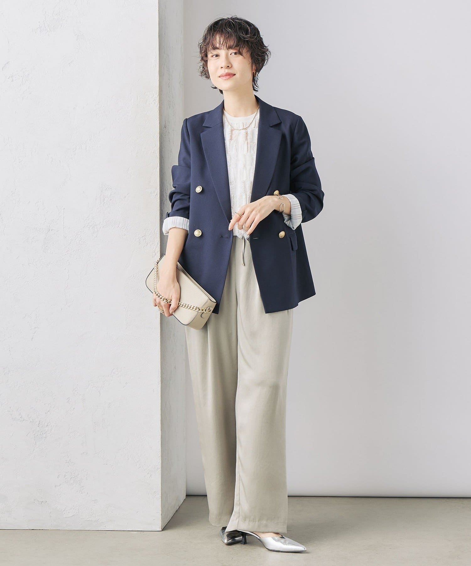 ノーリーズ　ウォッシャブル麻混ダブルジャケット NOLLEY'S｜ウォッシャブル綿麻スラブダブルジャケット | Rakuten
