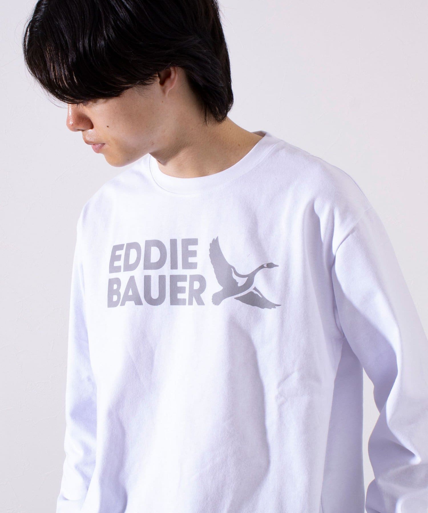 FREDY & GLOSTER(フレディ アンド グロスター) レディース 【Eddie Bauer】EB LOGO ロングスリーブTシャツ ロンT ホワイト