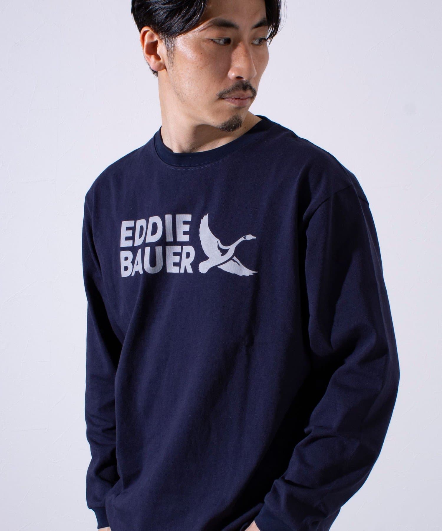 FREDY & GLOSTER(フレディ アンド グロスター) レディース 【Eddie Bauer】EB LOGO ロングスリーブTシャツ ロンT ネイビー