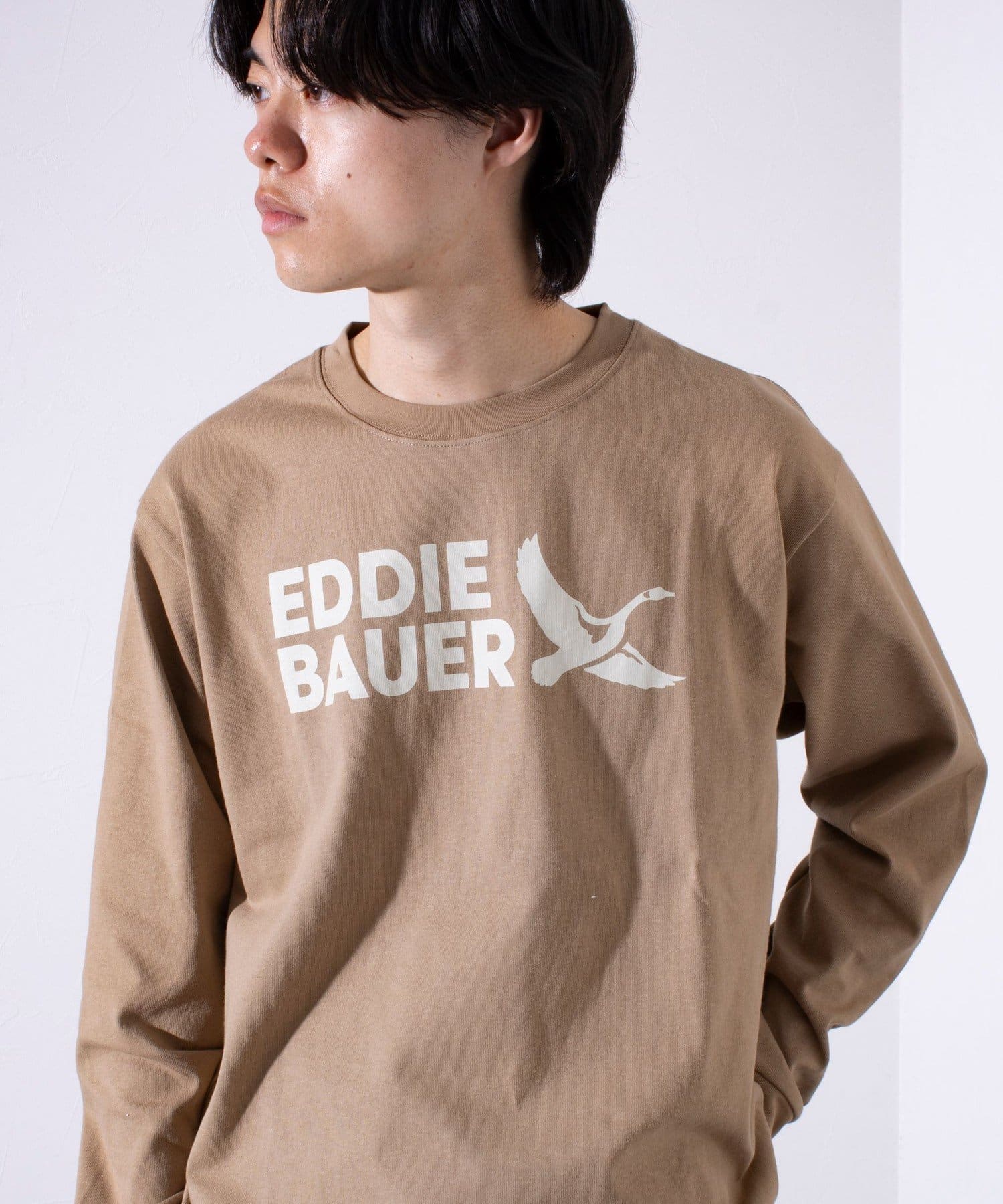 FREDY & GLOSTER(フレディ アンド グロスター) レディース 【Eddie Bauer】EB LOGO ロングスリーブTシャツ ロンT ベージュ