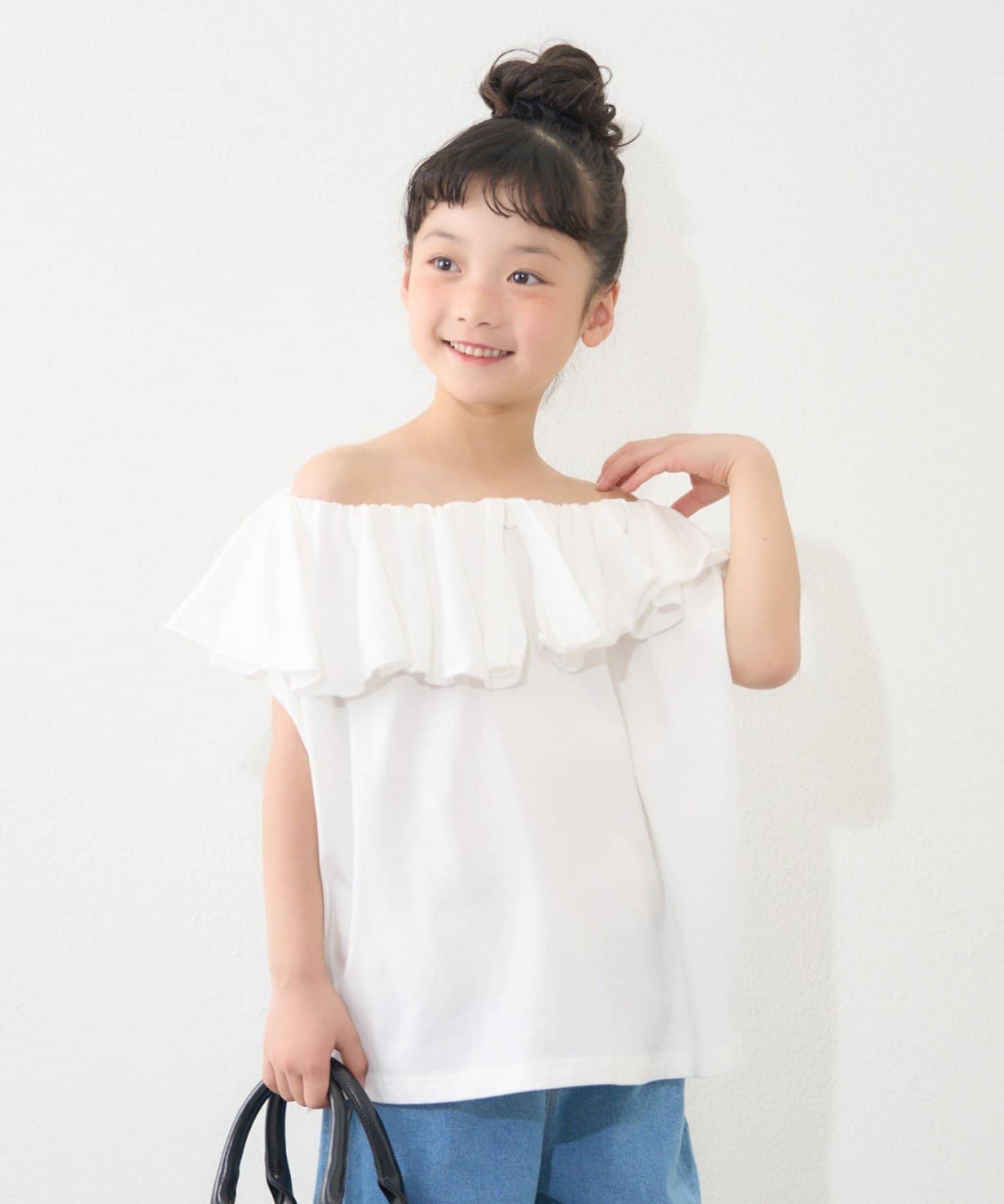 CIAOPANIC TYPY(チャオパニックティピー) 【WEB限定】【KIDS】アシメ襟フリルボリュームギャザートップス