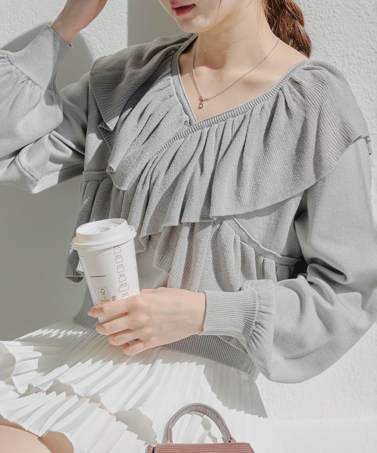 NICE CLAUP / OLIVE des OLIVE OUTLET(ナイスクラップ / オリーブ デ オリーブ アウトレット) レディース 【RMAF】クロスフリルニットプルオーバー ミント