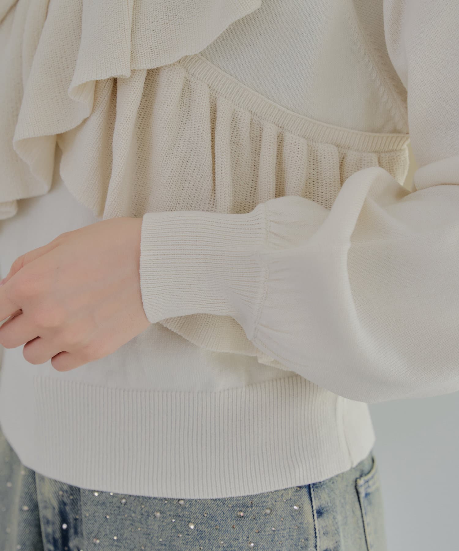 NICE CLAUP / OLIVE des OLIVE OUTLET(ナイスクラップ  / オリーブ デ オリーブ アウトレット) 【RMAF】クロスフリルニットプルオーバー