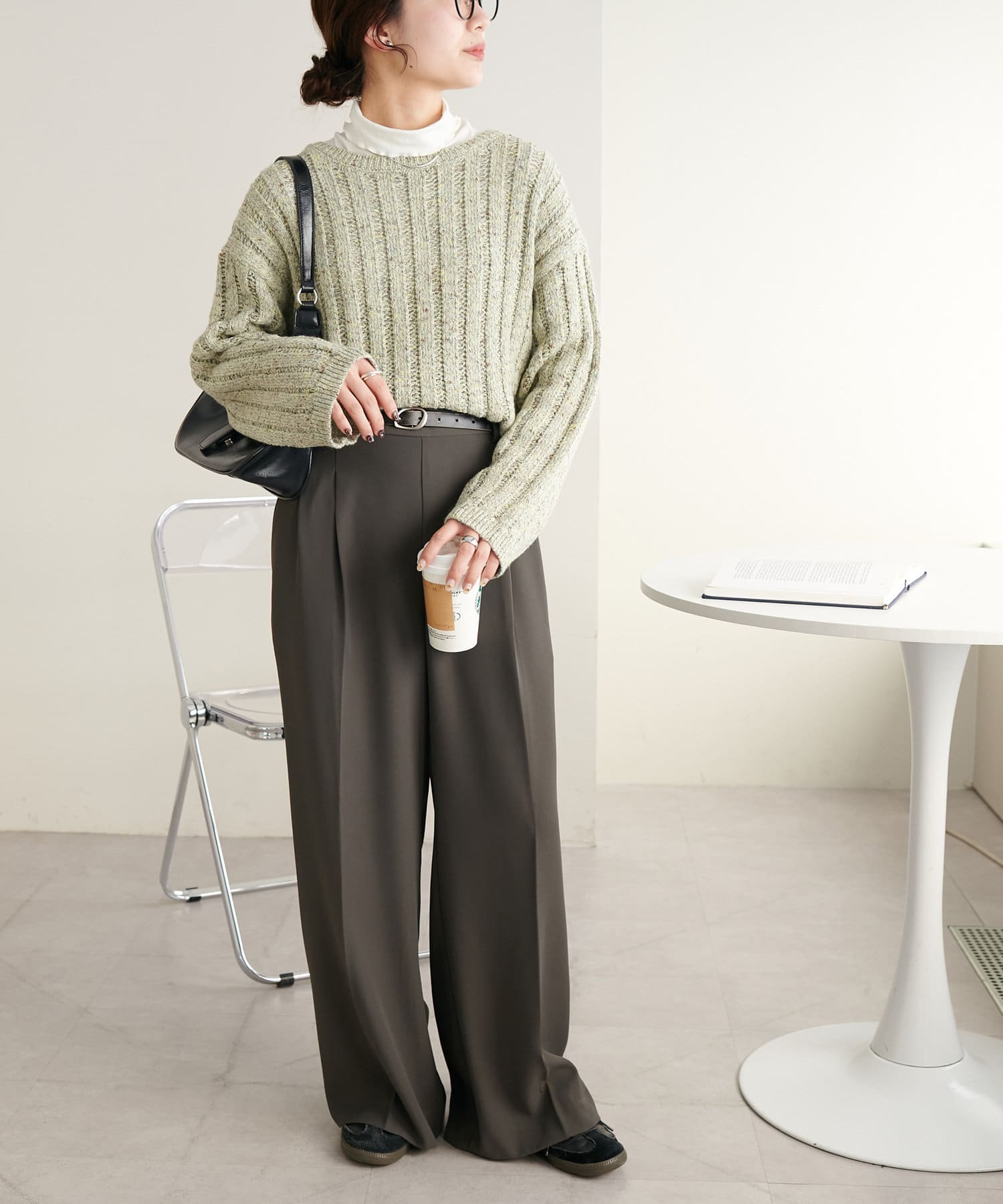 OUTLET(アウトレット) 【Discoat】MIX糸ワイドリブプルオーバー