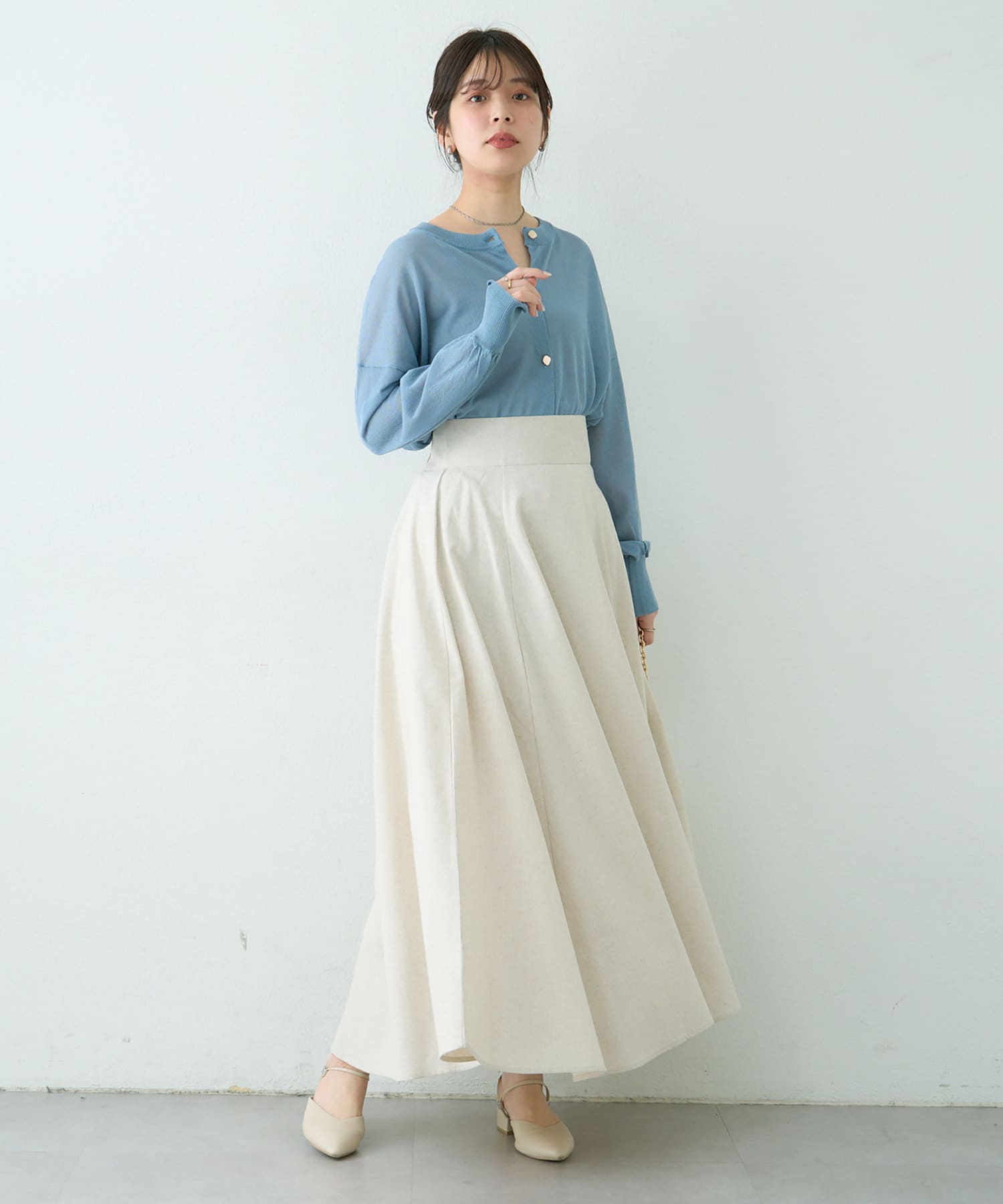 natural couture(ナチュラルクチュール) 綿麻ハイウエストサーキュラースカート