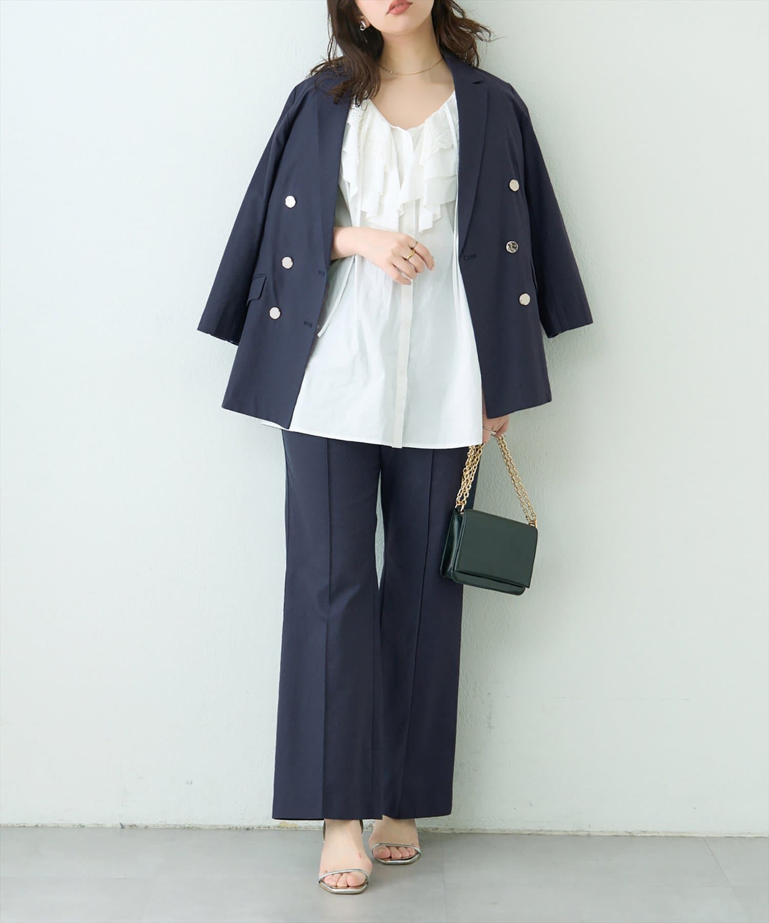 natural couture(ナチュラルクチュール) osonoべこべこ金釦綿麻テーラードジャケット