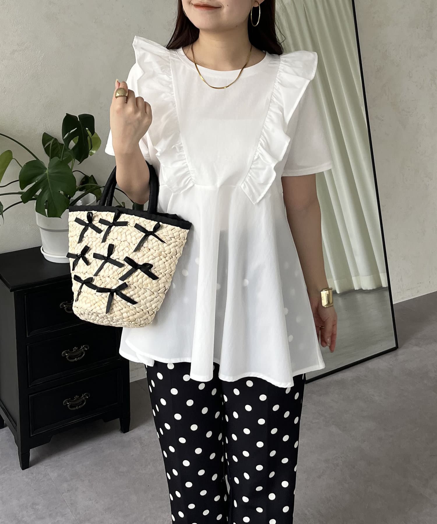 フリルチュールドッキングペプラムTシャツ（Tシャツ/カットソー