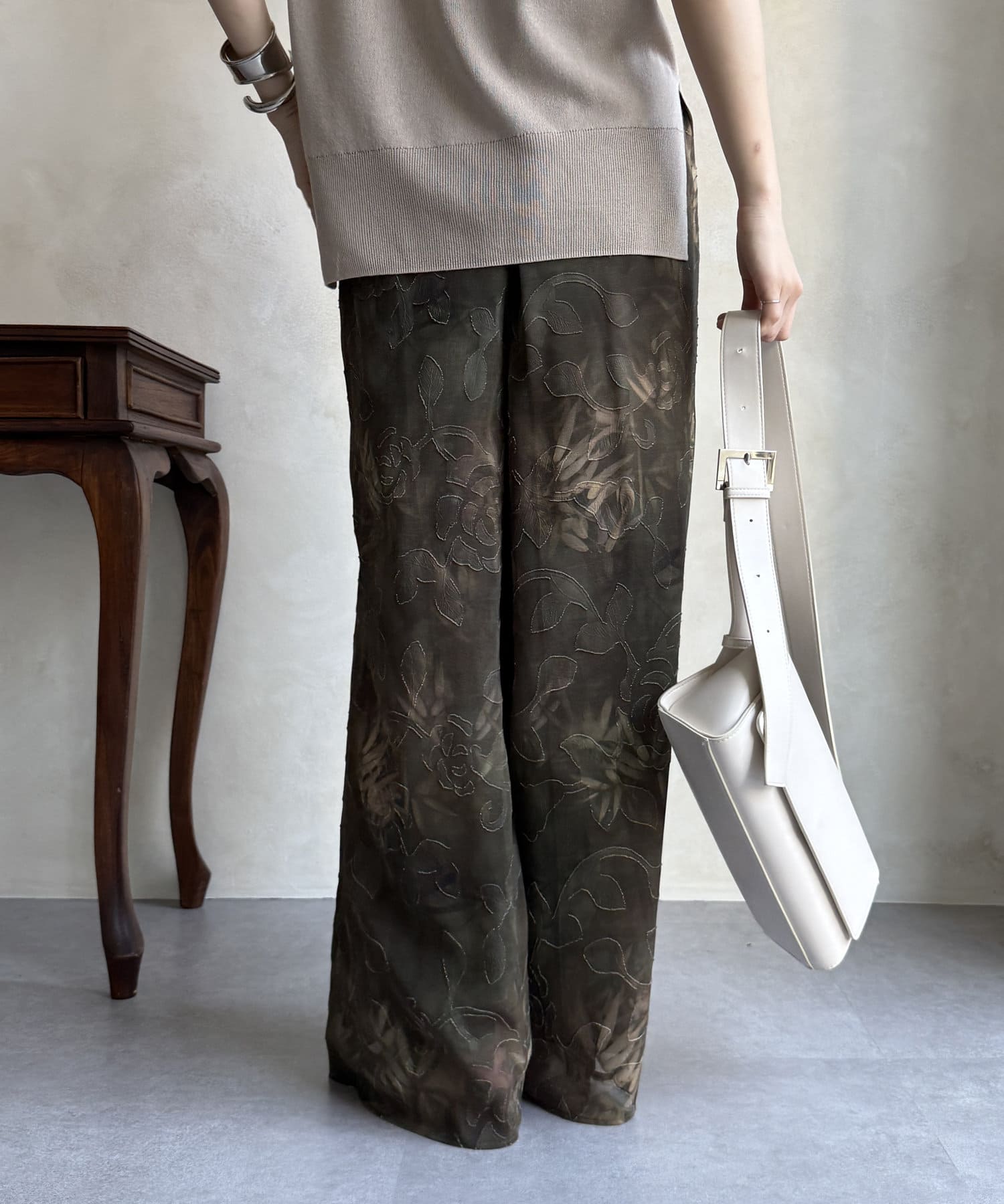 DOUDOU(ドゥドゥ) 【WEB限定】カットジャガード柄パンツ