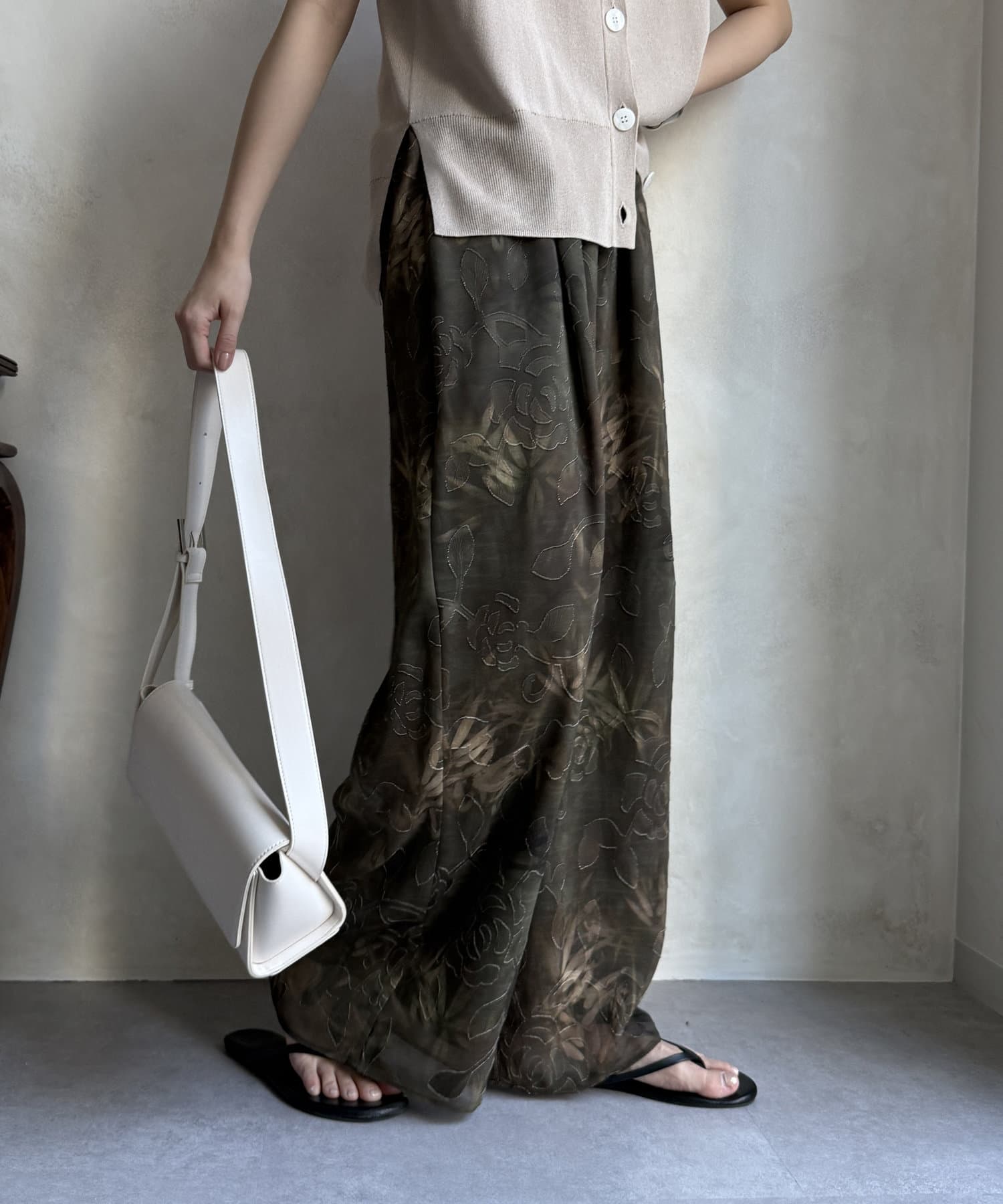 DOUDOU(ドゥドゥ) 【WEB限定】カットジャガード柄パンツ