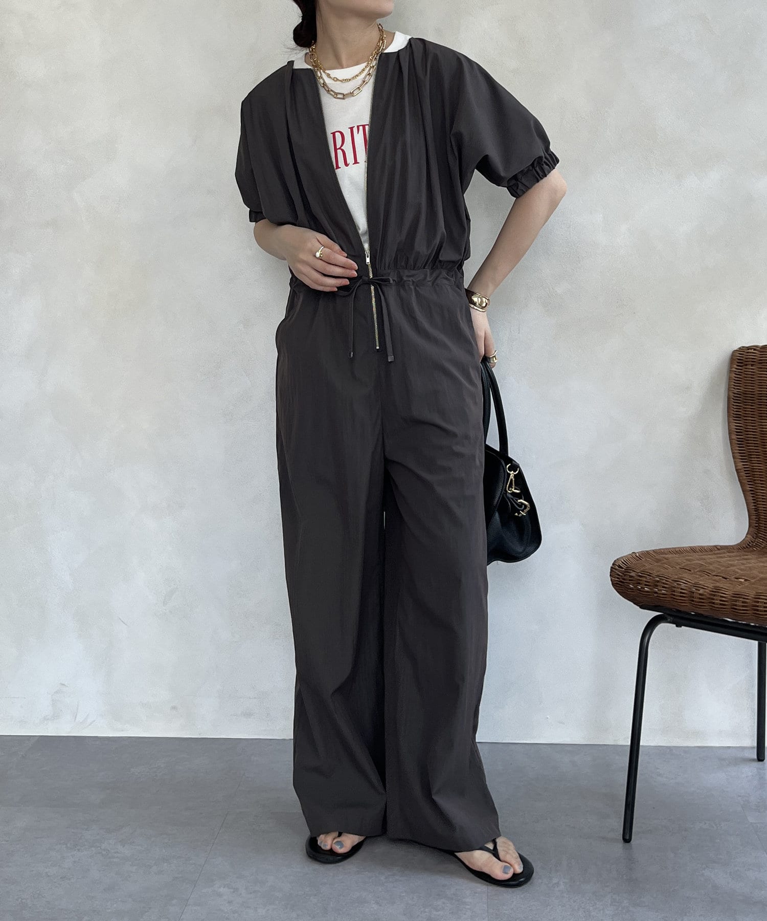 WEB限定】袖ギャザーオールインワン | DOUDOU(ドゥドゥ)レディース