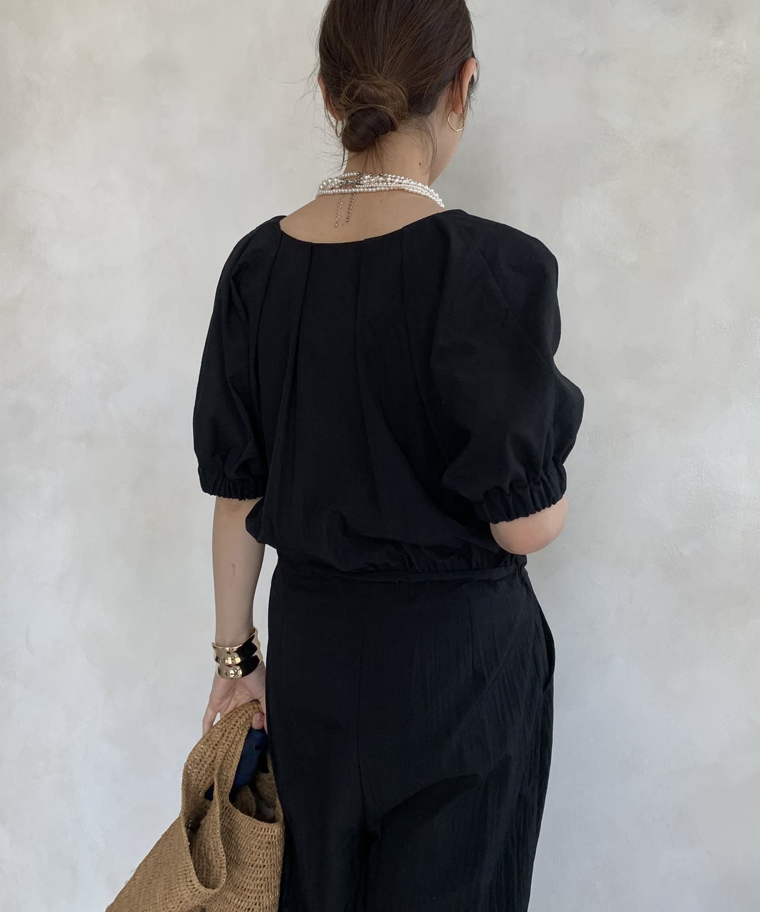 DOUDOU(ドゥドゥ) 【WEB限定】袖ギャザーオールインワン