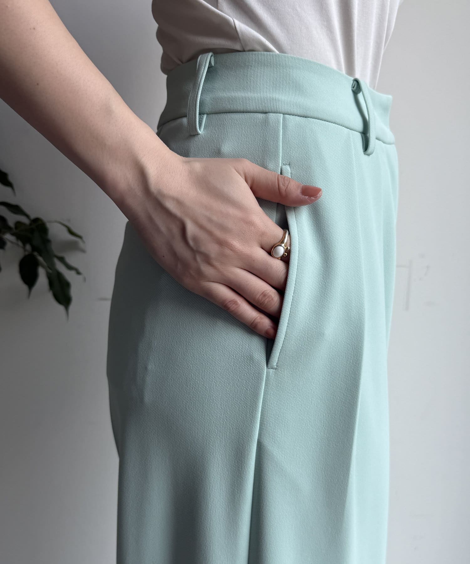 DOUDOU(ドゥドゥ) ダブルタックワイドパンツ