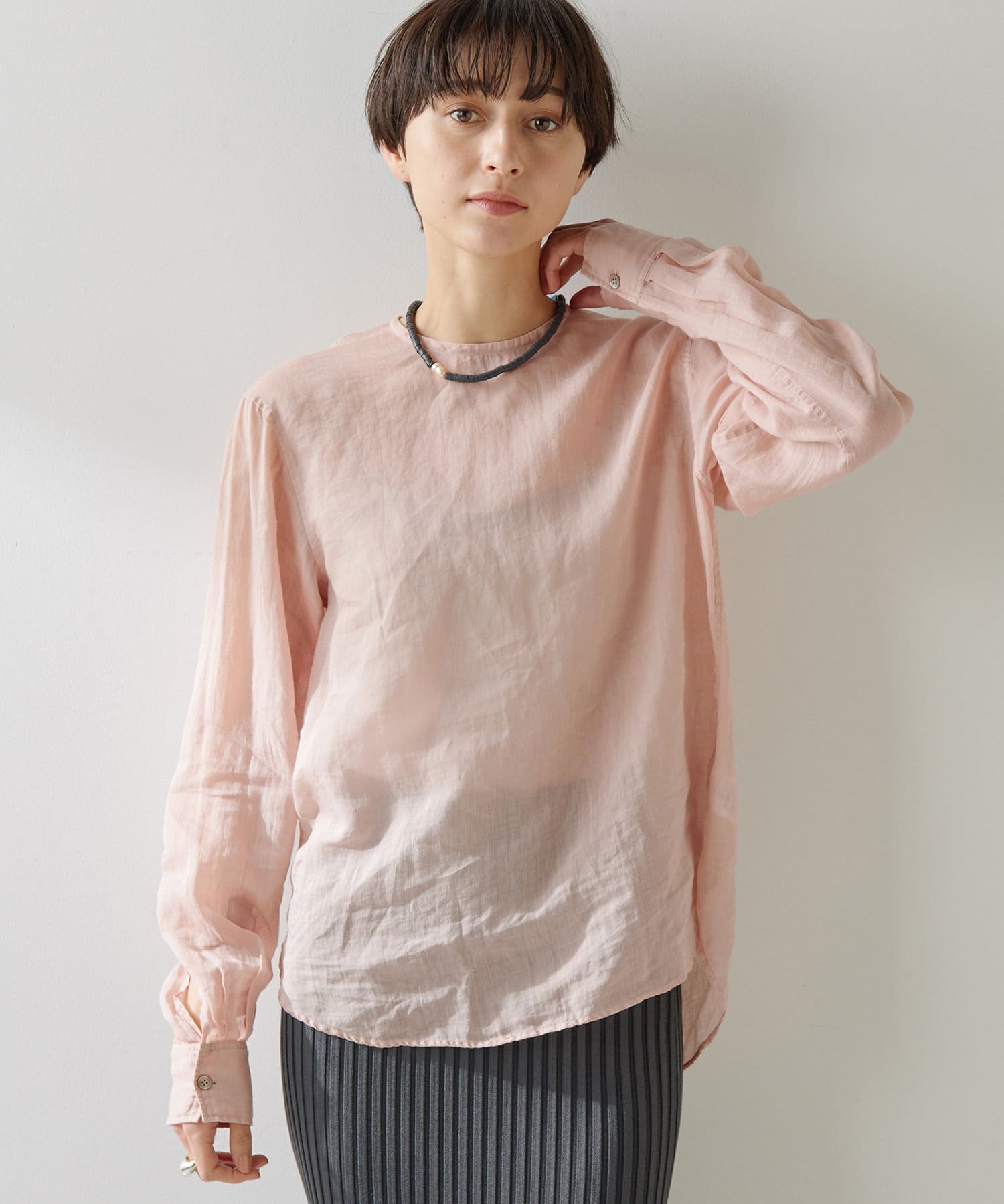 ブラウス シャツ クルーネックラミーブラウス レディース HER. ブラウス シャツ ラミーHER．シャツ レディース