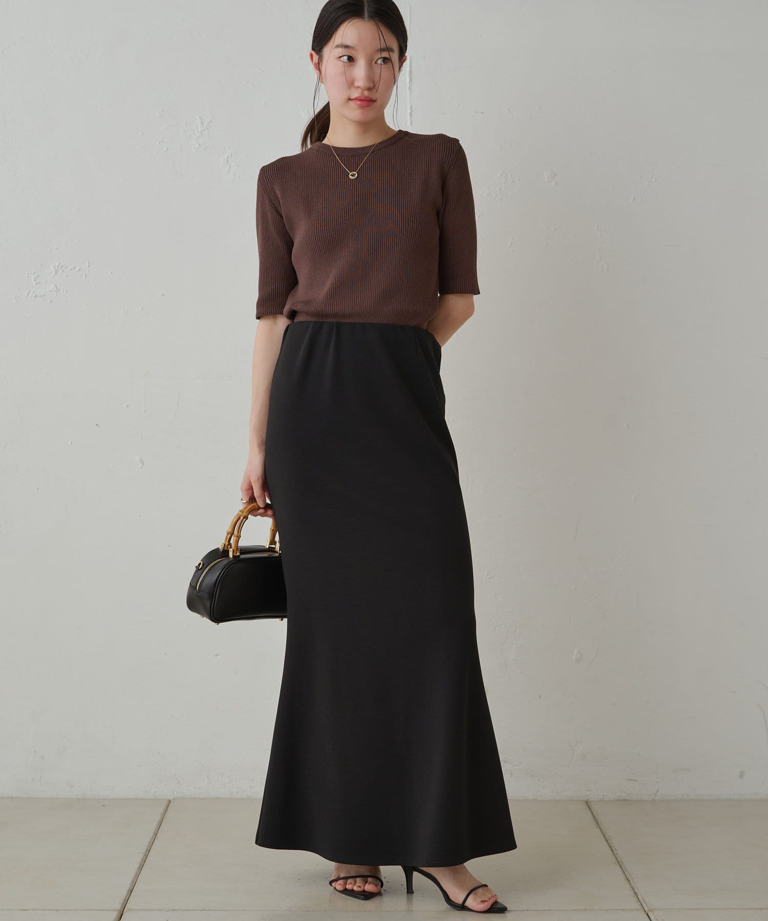【Loungedress】リブハーフスリーブニット Loungedress】リブハーフスリーブニット | OUTLET(アウトレット
